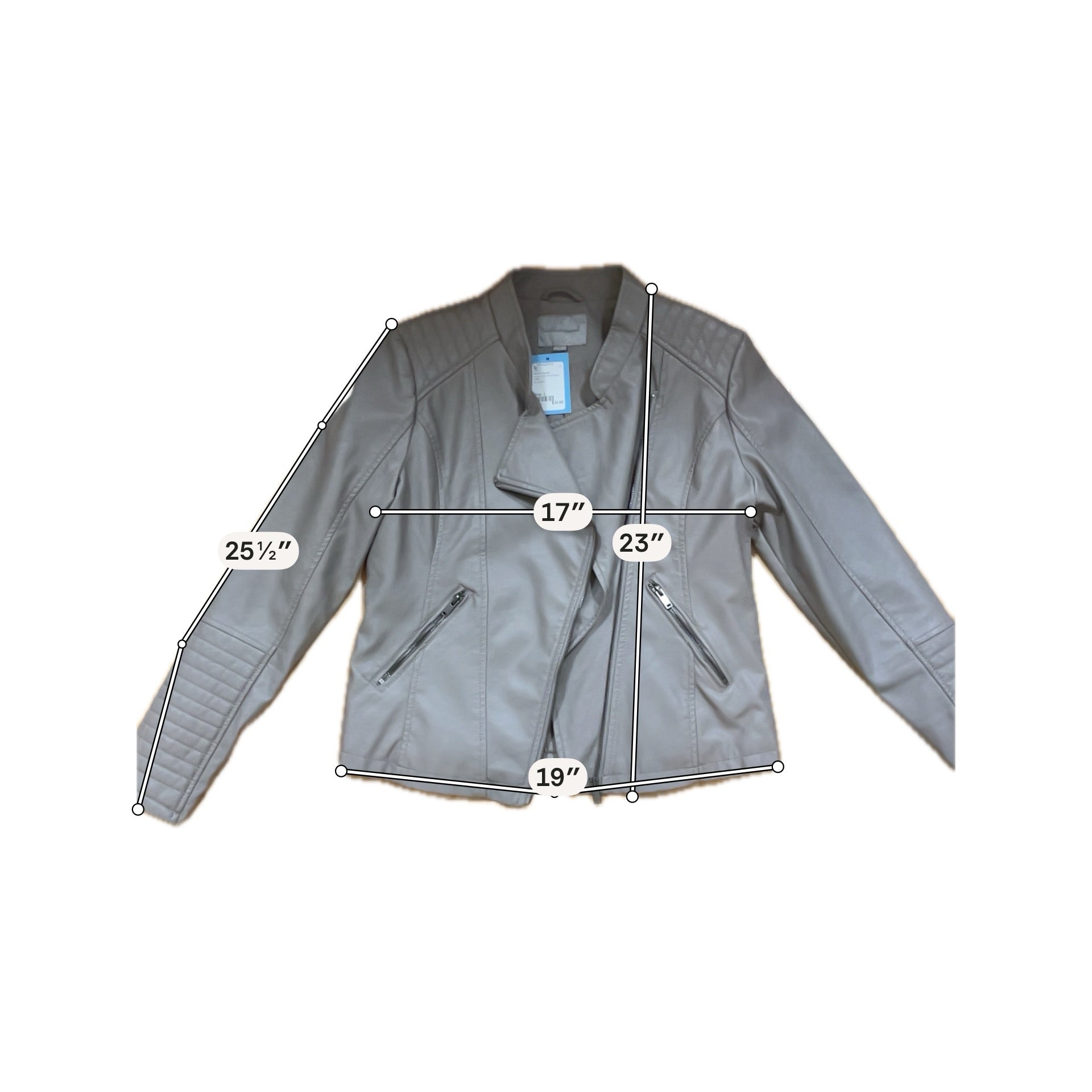 Wishlist Apparel Faux Leather Quilted Moto Jacket Taupe Size Large
