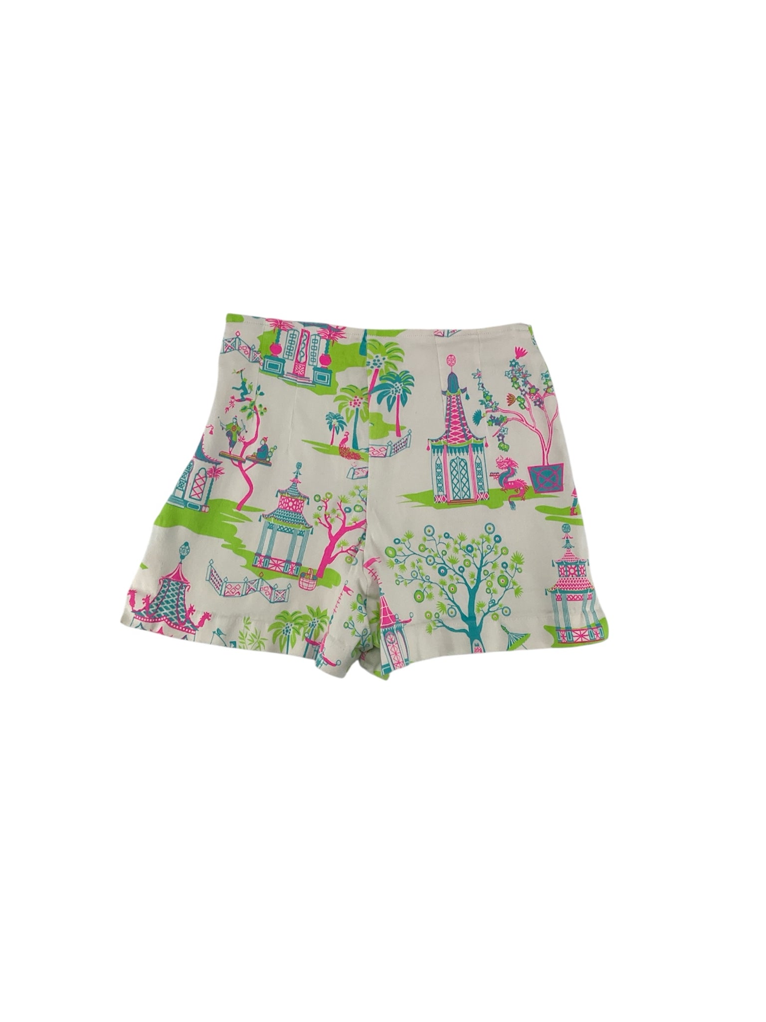Gretchen Scott multi Shorts XS Slim Fit Chinoiserie Pagoda Print Shorts - Size XS