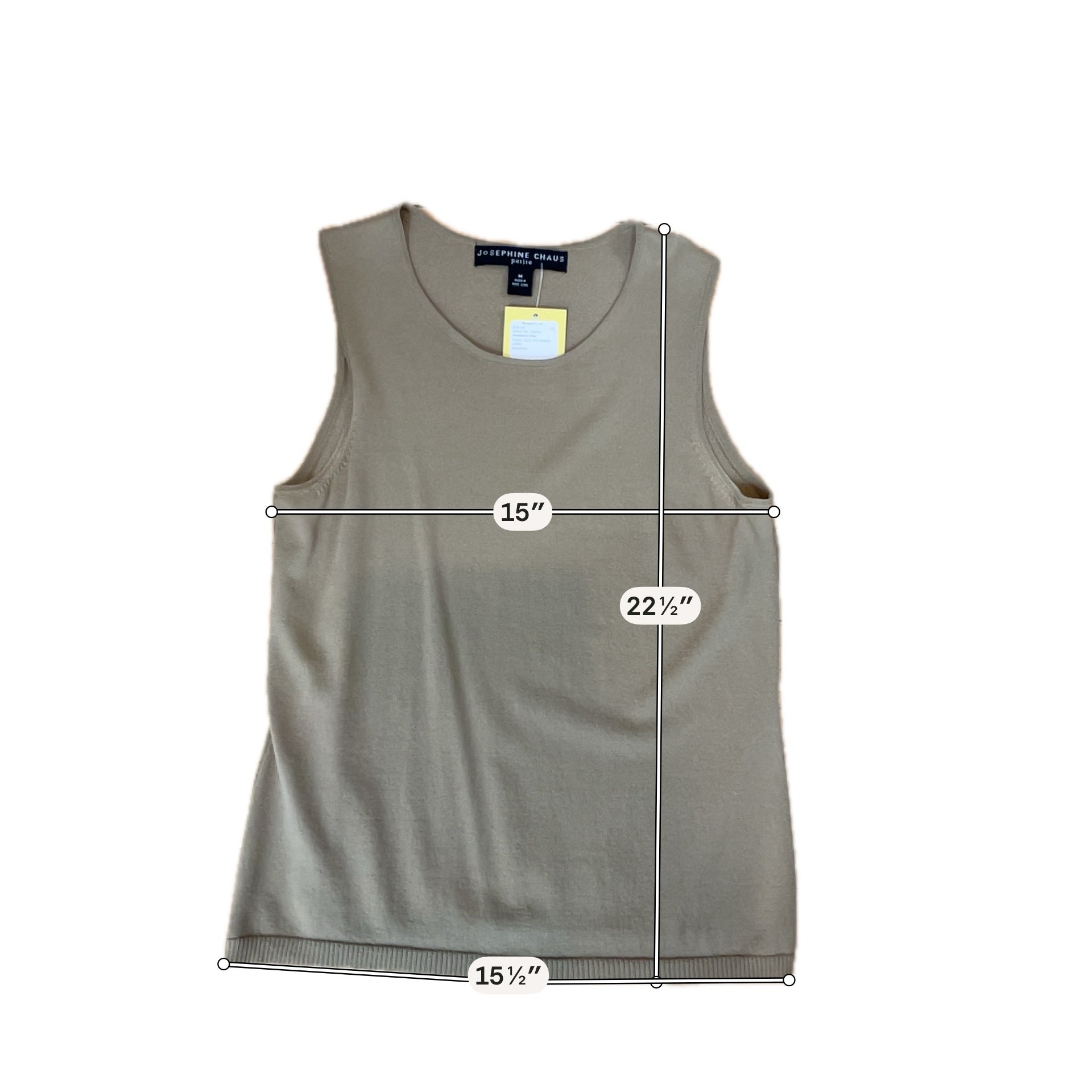 Josephine Chaus Petite Taupe Rayon Blend Sleeveless Knit Shell Top Size MP