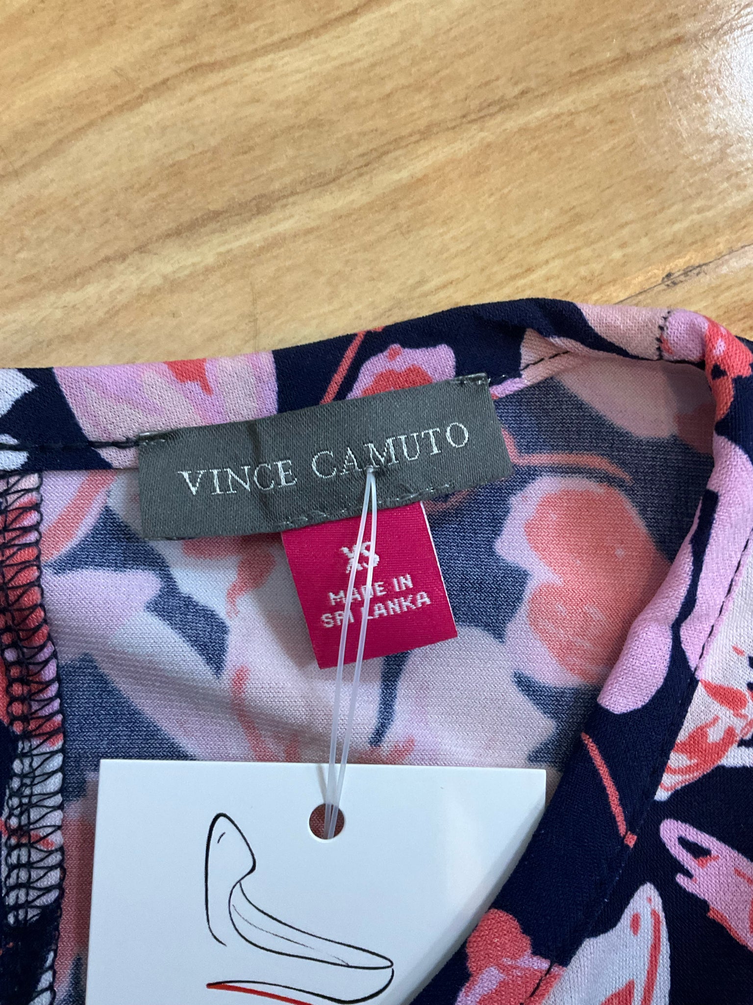 Vince Camuto Navy & Pink Floral Sleeveless Midi Dress | Size XS