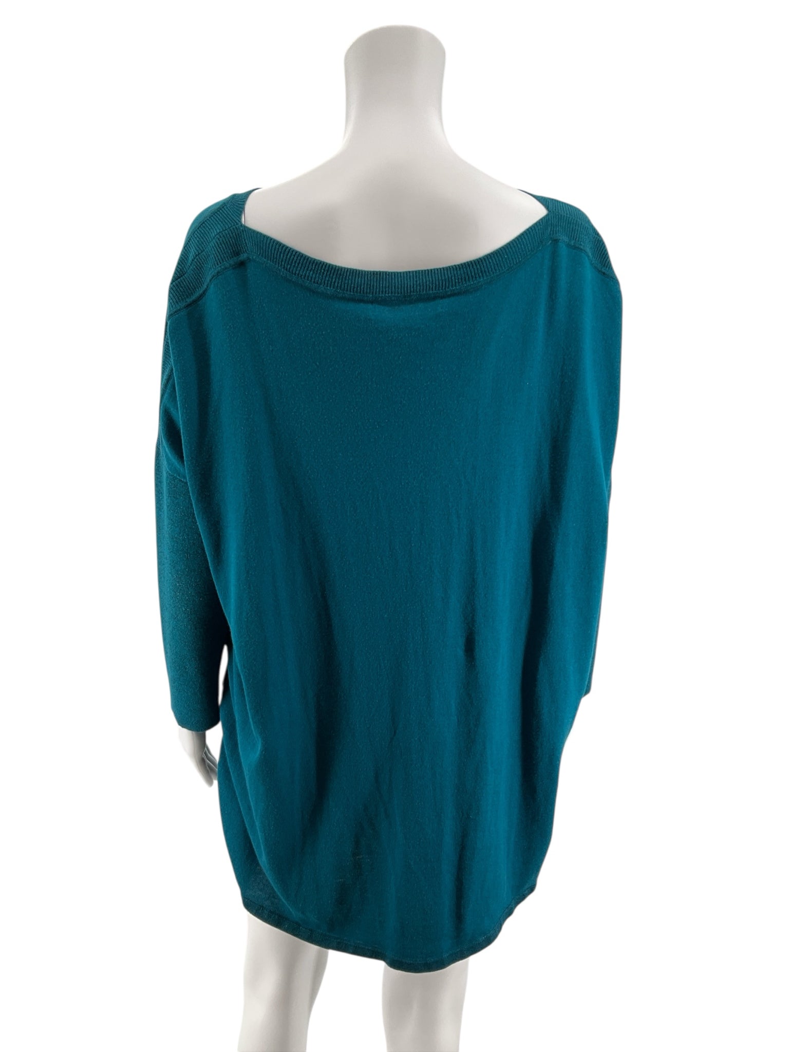 Lilly Pulitzer Amalie Sweater Medium Turquoise Teal Metallic 3/4 Dolman Sleeve
