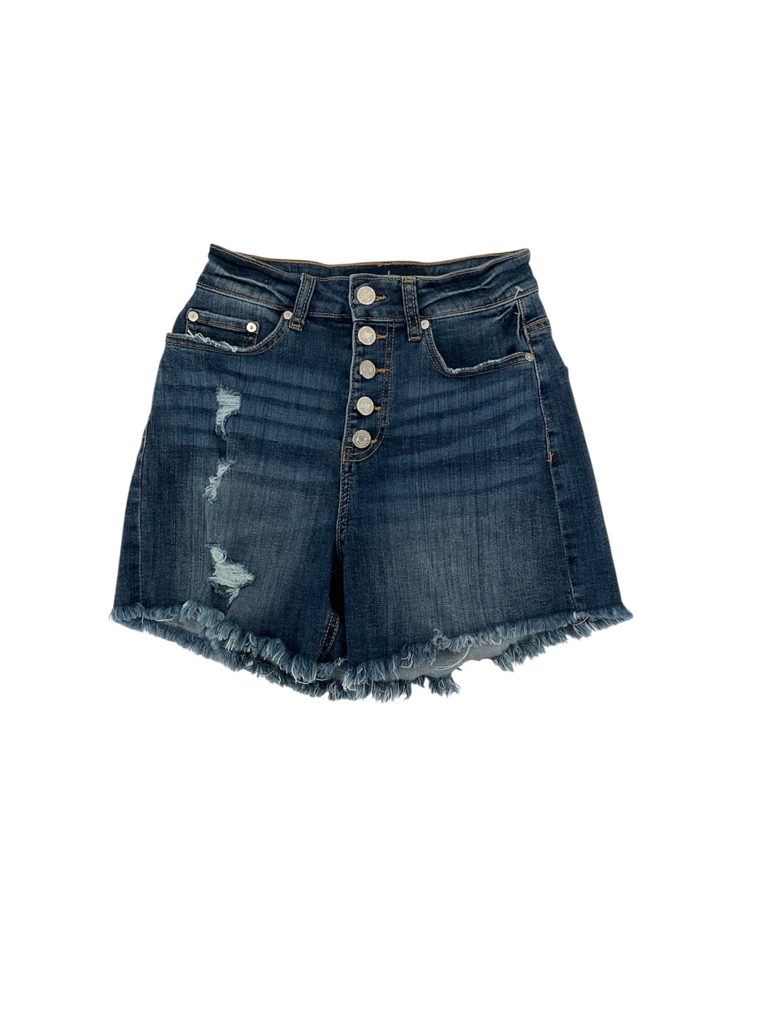 Indigo Rein Blue Shorts Low Rise Button Fly Distressed Denim Shorts Y2K Style Size 1 - Size 1