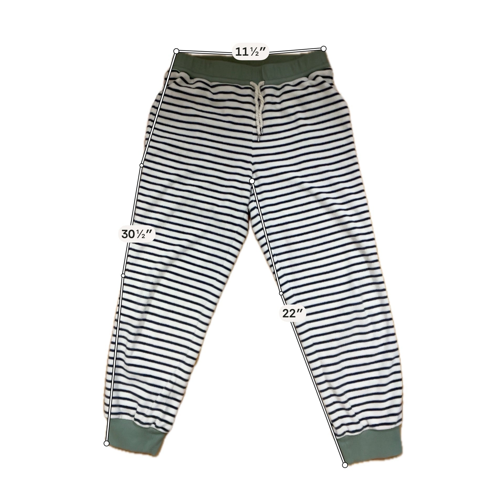 Madewell MWL white/blue/green Pant Easygoing Striped Sweatpants Joggers Size Small Navy Cream Green - Size S