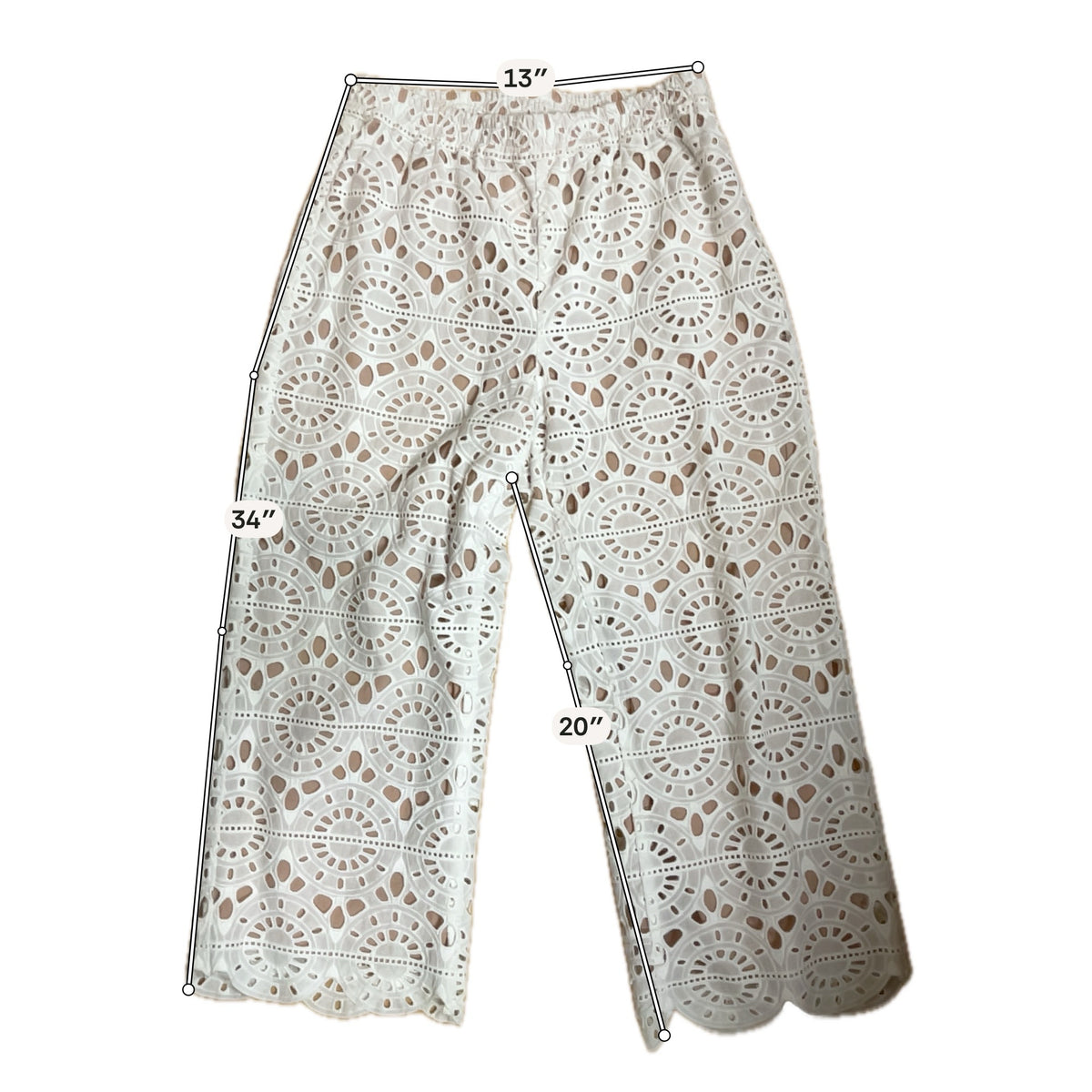 Red Carter Katia Cream Crochet Wide-Leg Crop Pants | Size Small - ONLINE ONLY