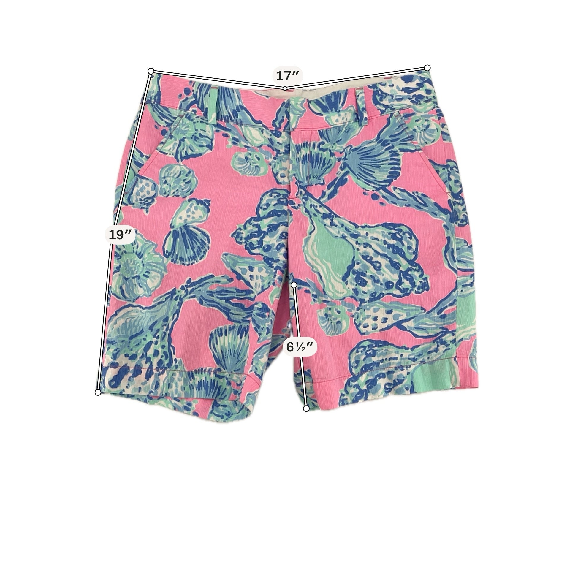 Lilly Pulitzer Callahan Classic Chino Shorts Shell We Dance Print Size 12