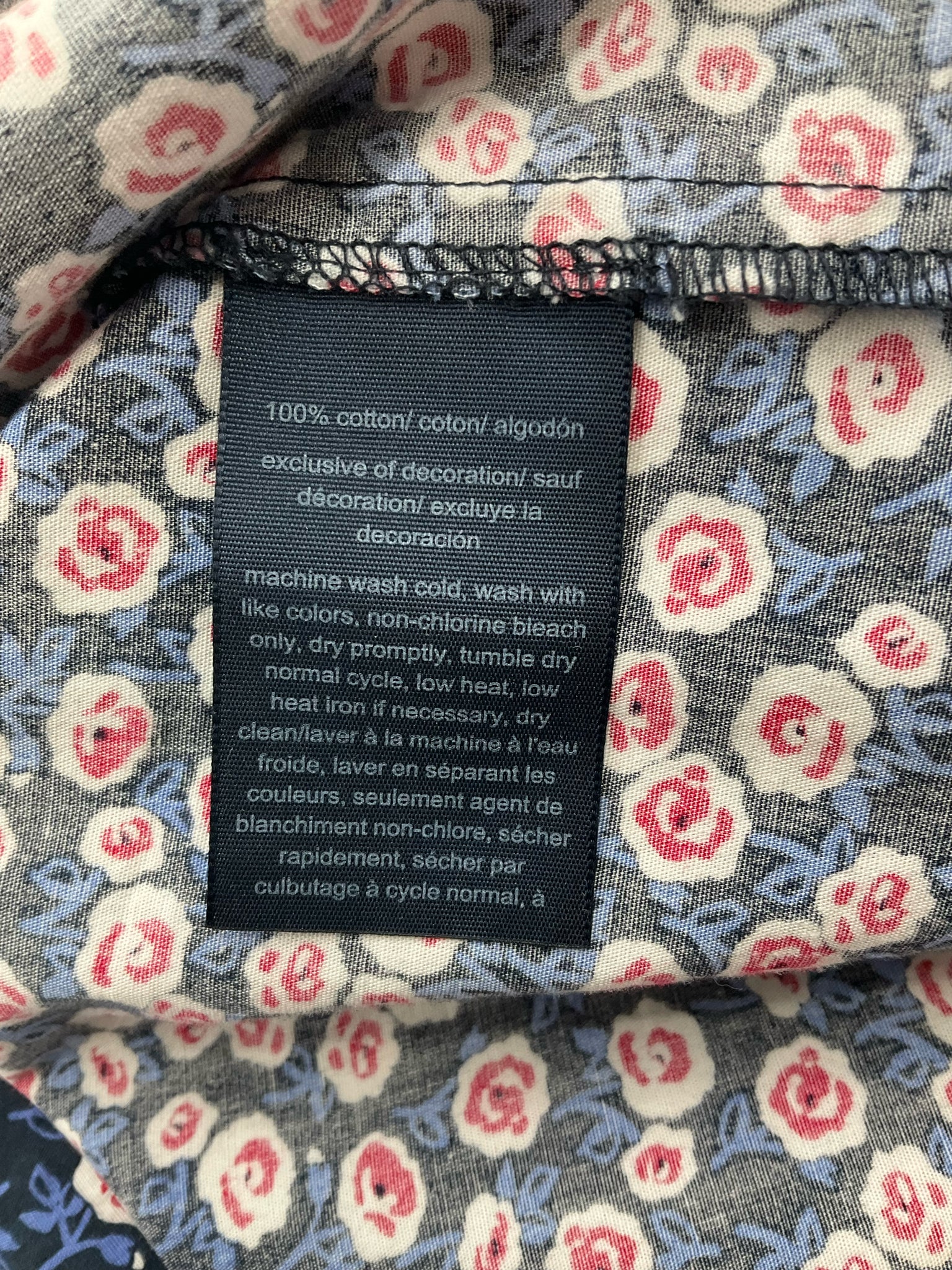 Tommy Hilfiger Navy/red Sleeveless Floral Cotton Shirtdress Navy Red Sleeveless Tie Waist Size 4 - Size 4