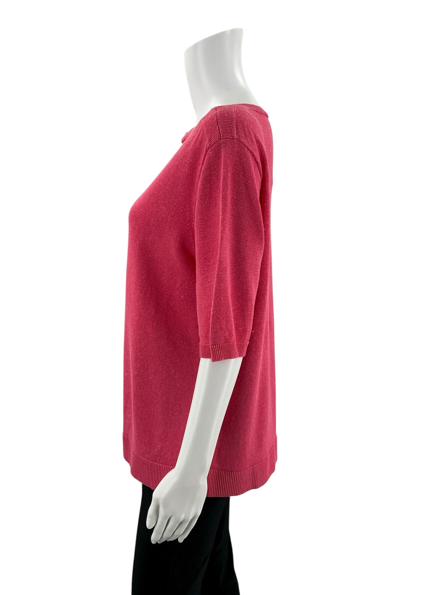 Ann Taylor Heathered Pink Linen Blend Boatneck Top Size Large
