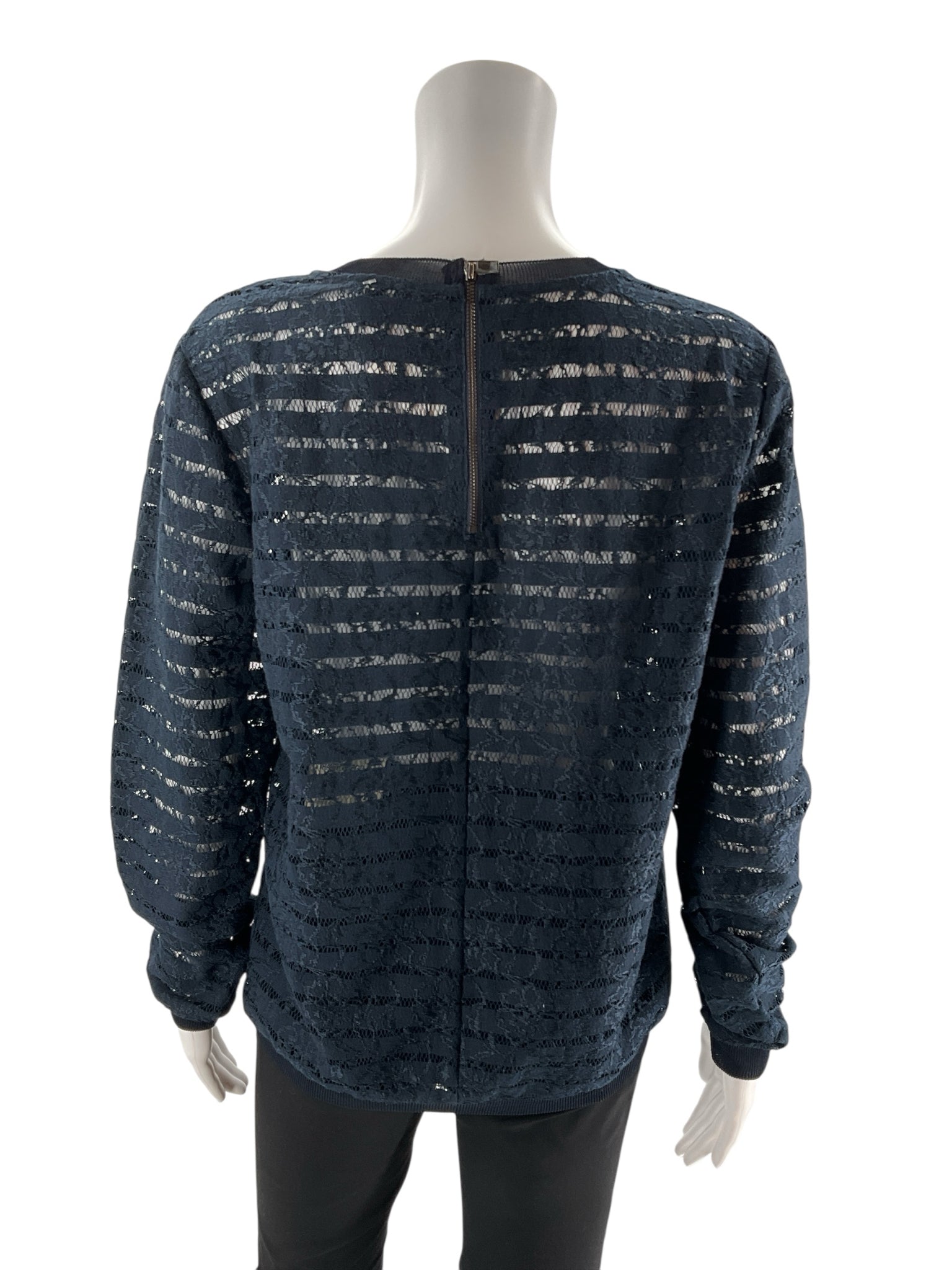 Ann Taylor Navy Lace Pre-Owned Ladies Top - Size Medium - Margaret’s Fine Consignment