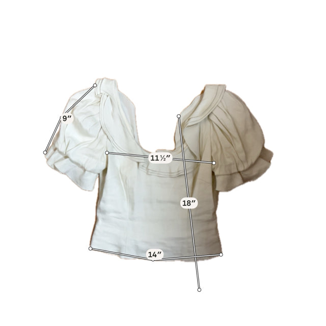 Antonio Melani ecru Peplum Karter Ruffle Puff Sleeve Linen Blend Peplum Blouse Ecru Size 2 - Size 2
