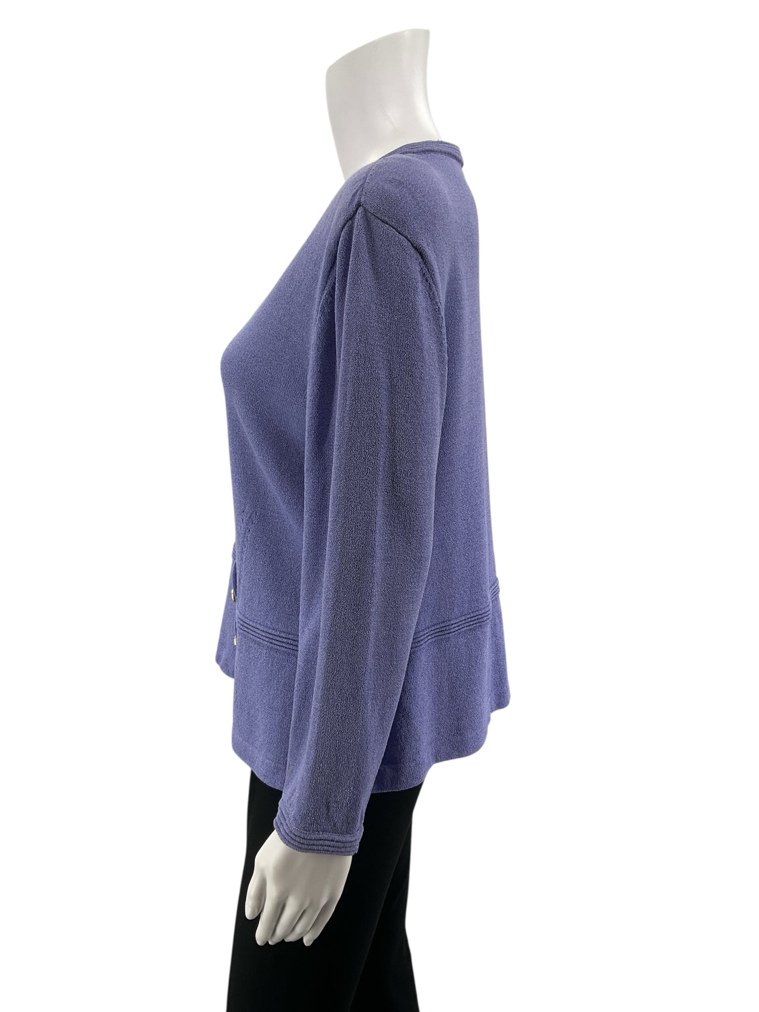 St. John Collection Purple Sweaters Purple V-Neck Santana Knit Cardigan Sweater Size Medium - Size M