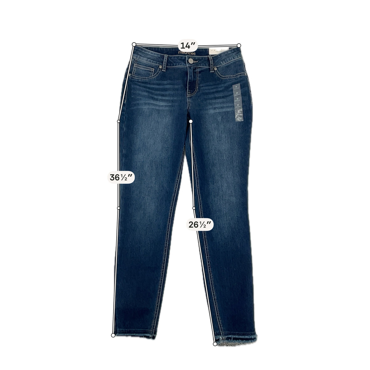 Maurices Mid Rise Skinny Ankle Jeans Raw Hem Dark Wash NWT Size Medium - ONLINE ONLY