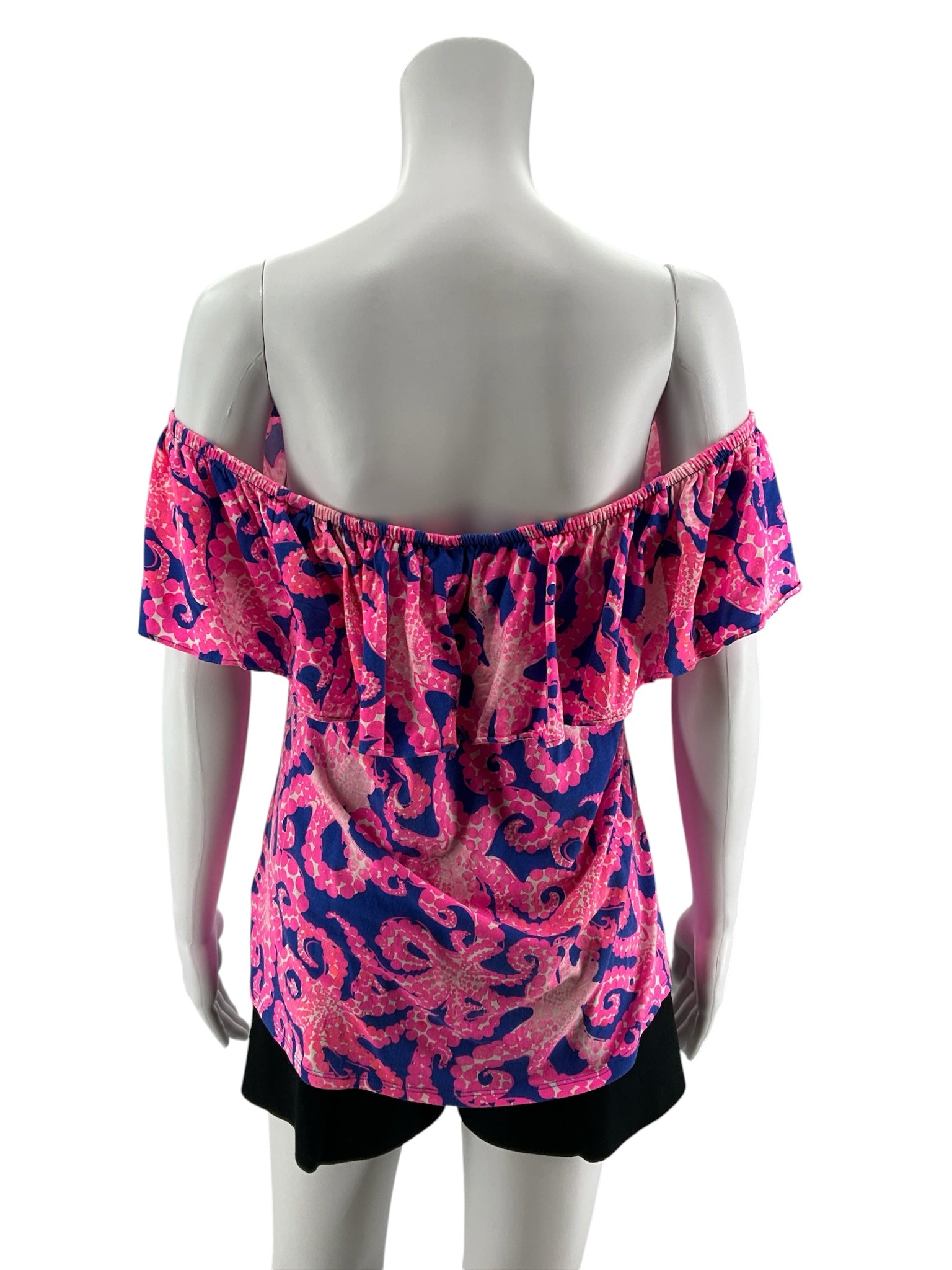 Lilly Pulitzer Sloane Off The Shoulder Top Upstairs Downstairs Print Size Large