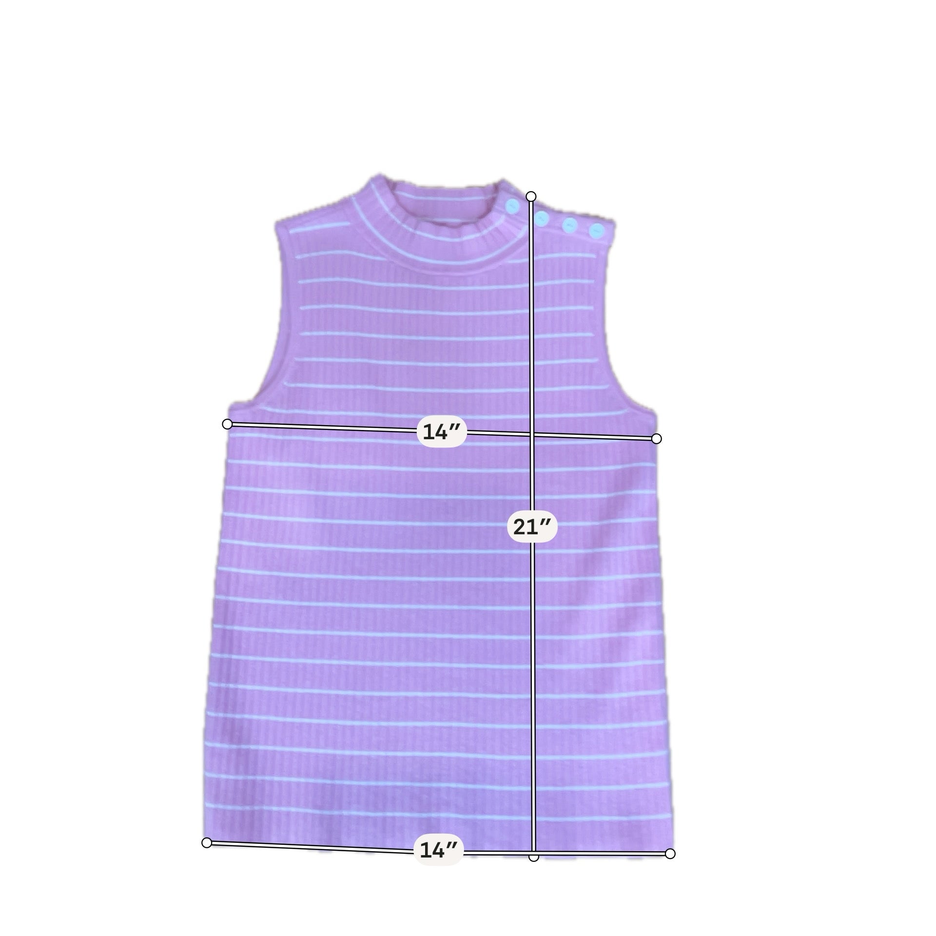 Talbots Striped Mock Neck Button Shoulder Sweater Tank Top | Size Small Petite