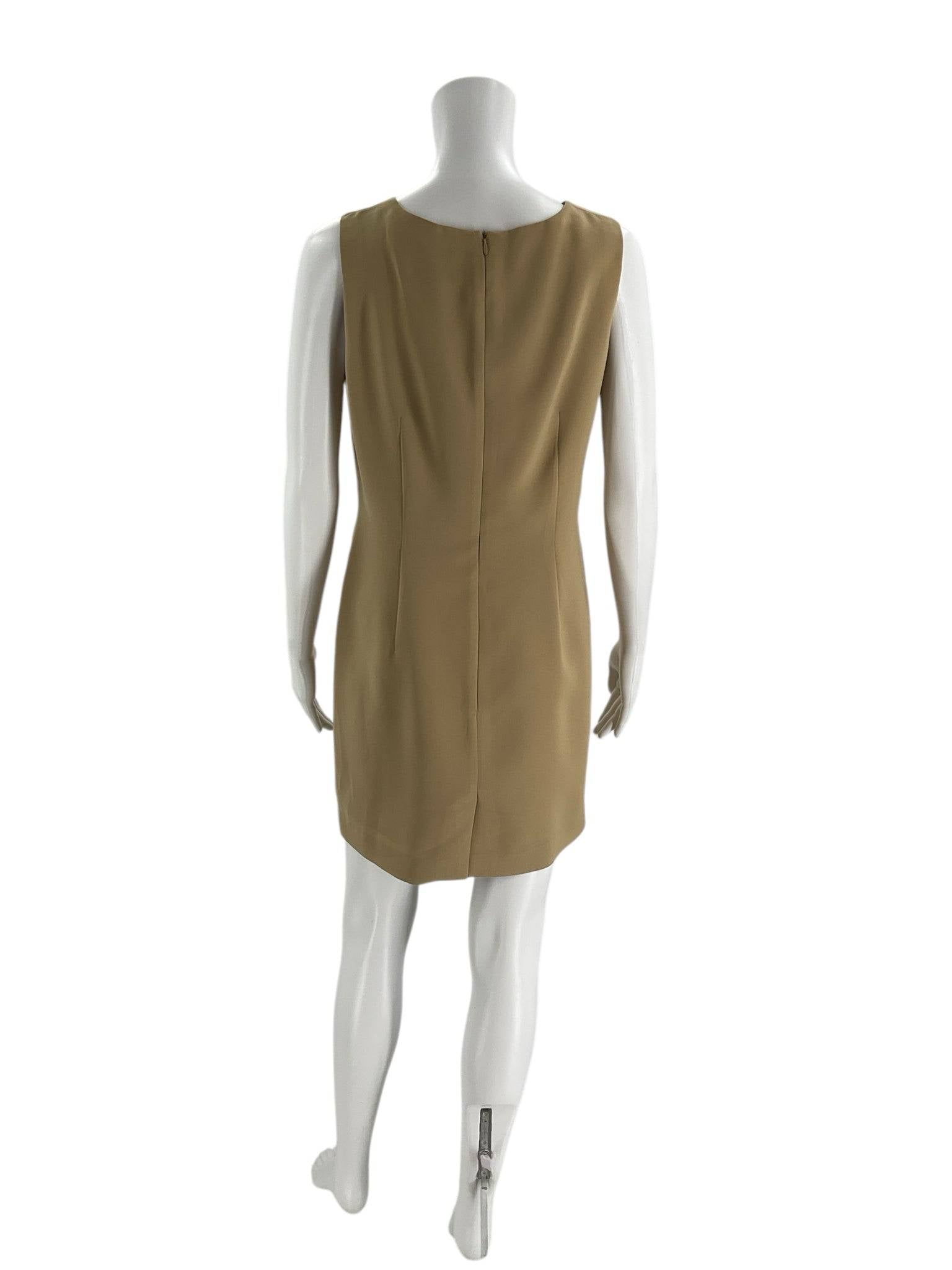 Hannah Beige Solid Pre-Owned Ladies Dress - Size 10 Petite - Margaret’s Fine Consignment