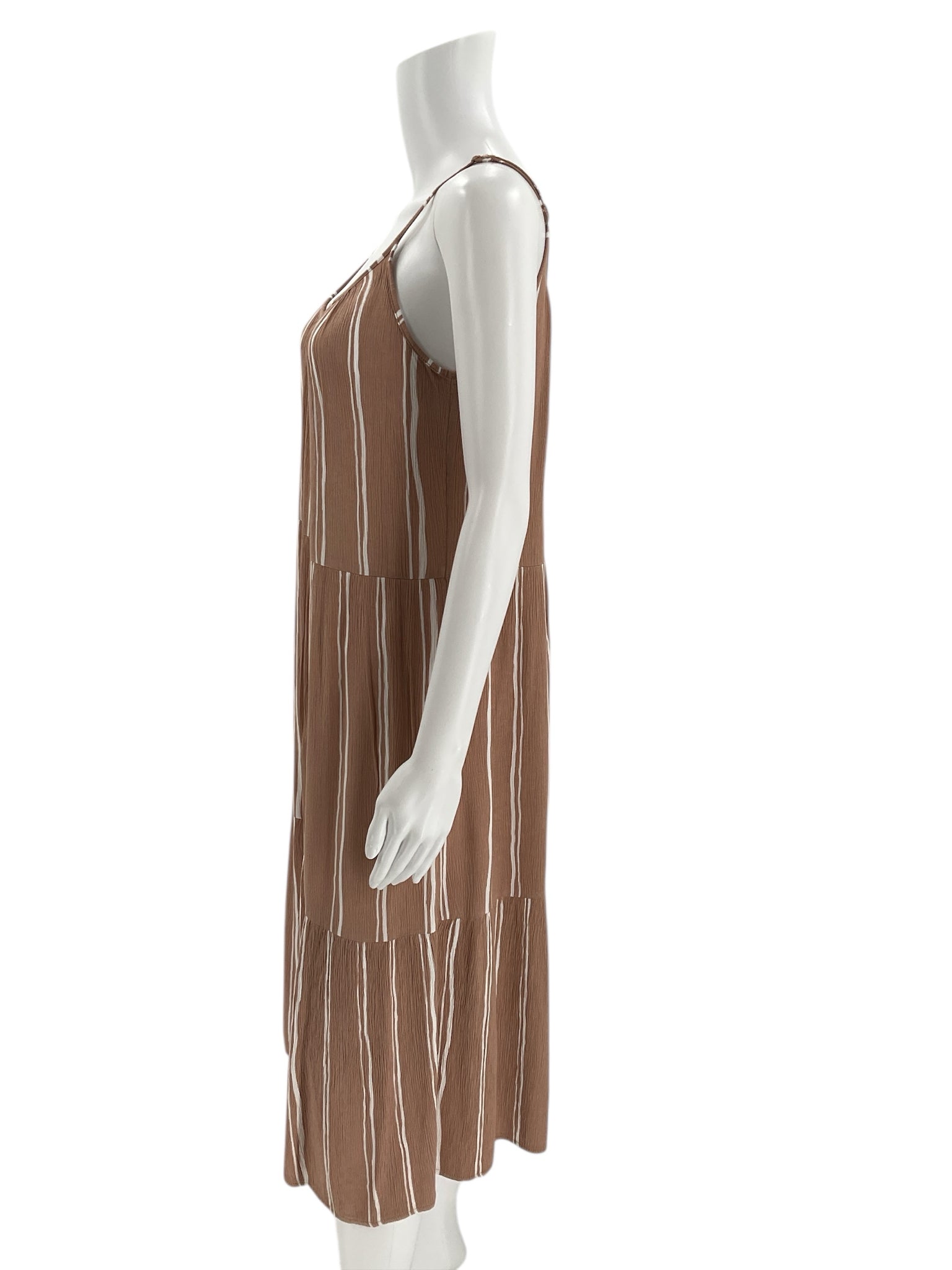 Loft Tan/White Striped Ladies Pre-Owned Maxi Dress - Size Small - Margaret’s Fine Consignment