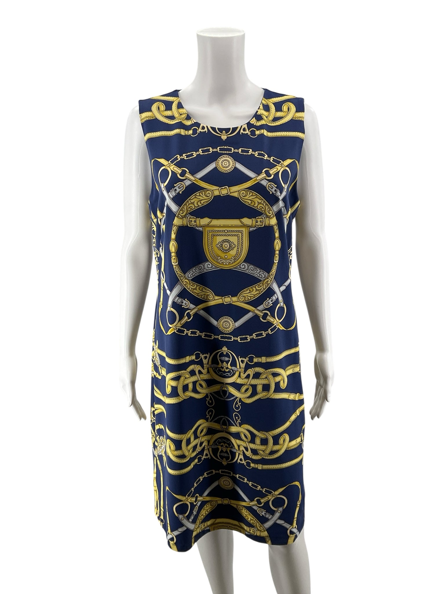J. McLaughlin Catalina Cloth Equestrian Chain Print Sheath Dress Size Large