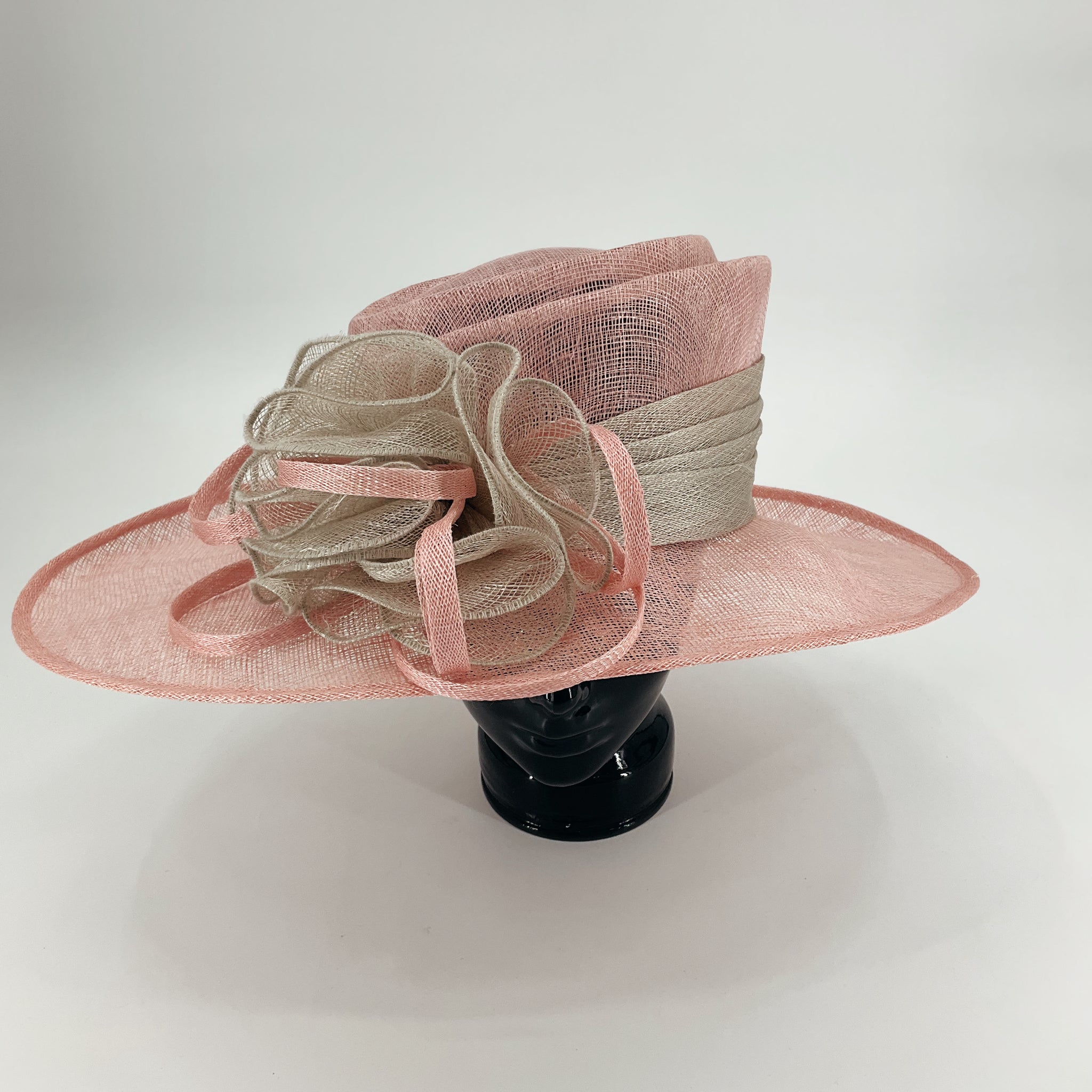 No Brand Blush/Tan Flower Derby Hat