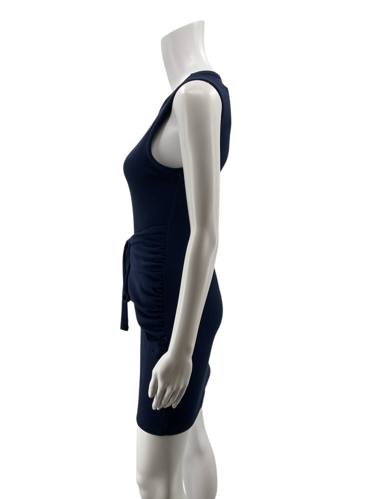 Kaiteigh Navy Ribbed Tie-Waist Bodycon Sleeveless Mini Dress Size Small