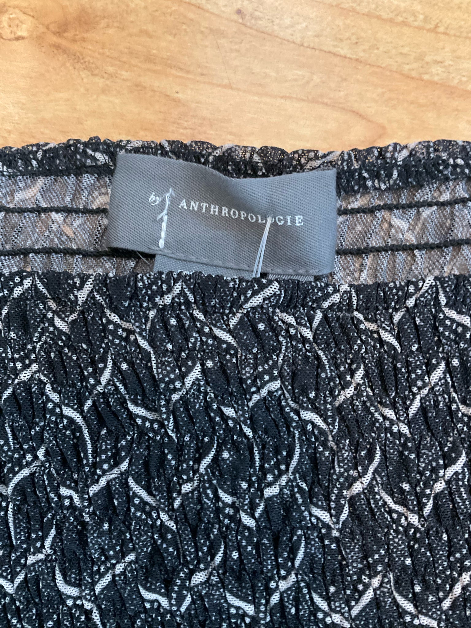 Anthropologie Smocked Metallic Off-Shoulder Peplum Top Size Small