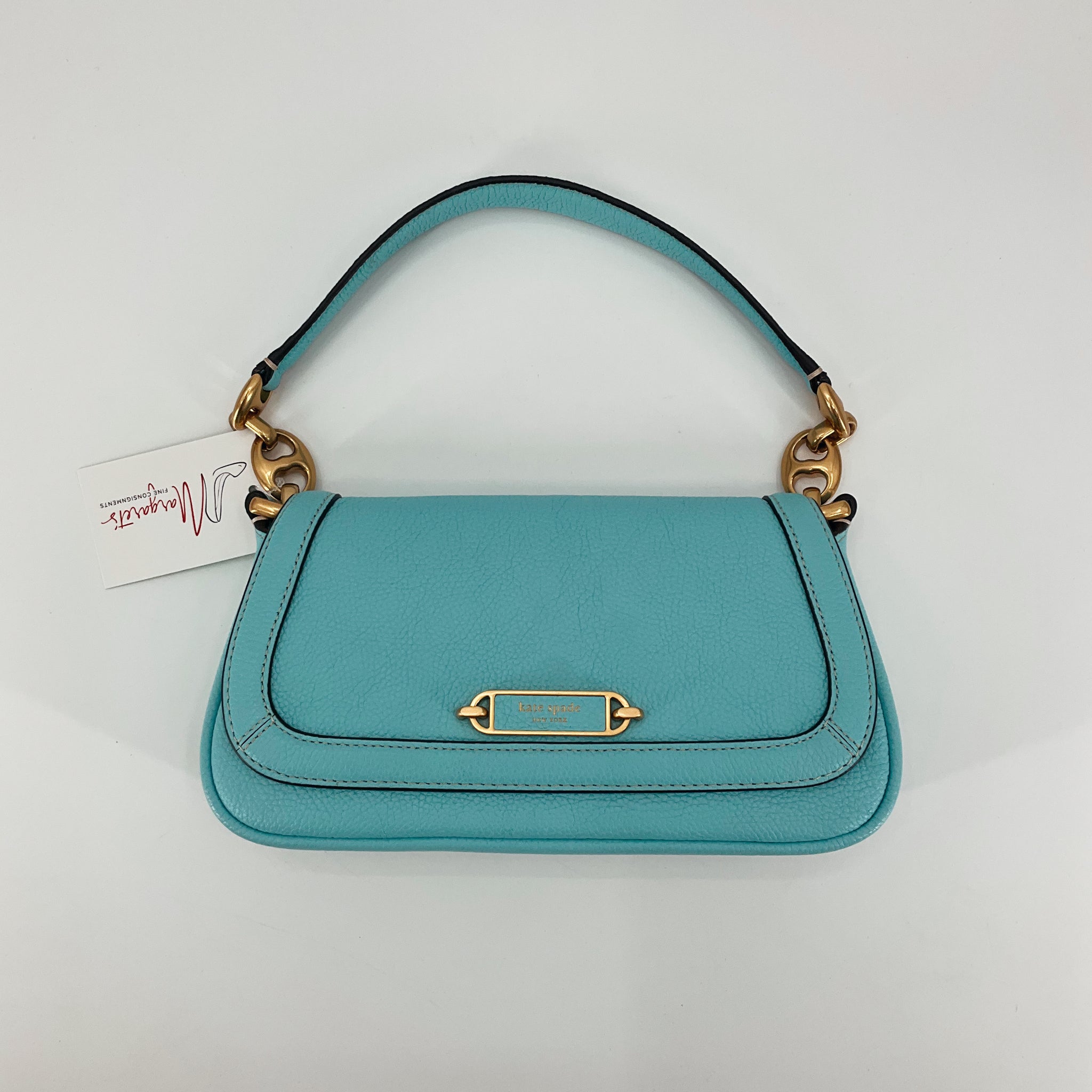 Kate Spade Romy Pebbled Leather Top Handle Satchel Bag Aqua