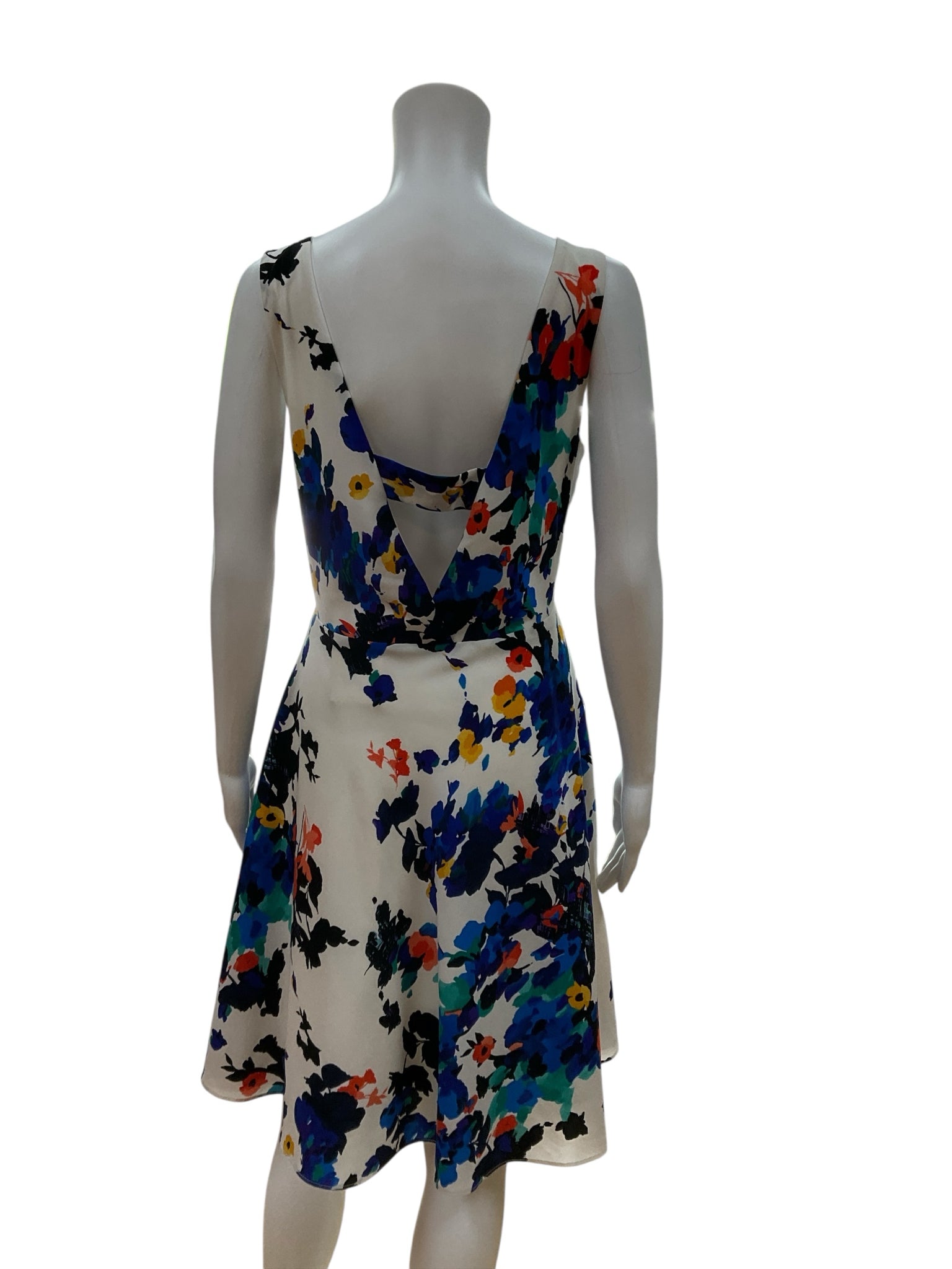 Betsey Johnson white/blue/orange Fit and Flare Floral Fit & Flare Sundress V-Back Size 12 - Size 12