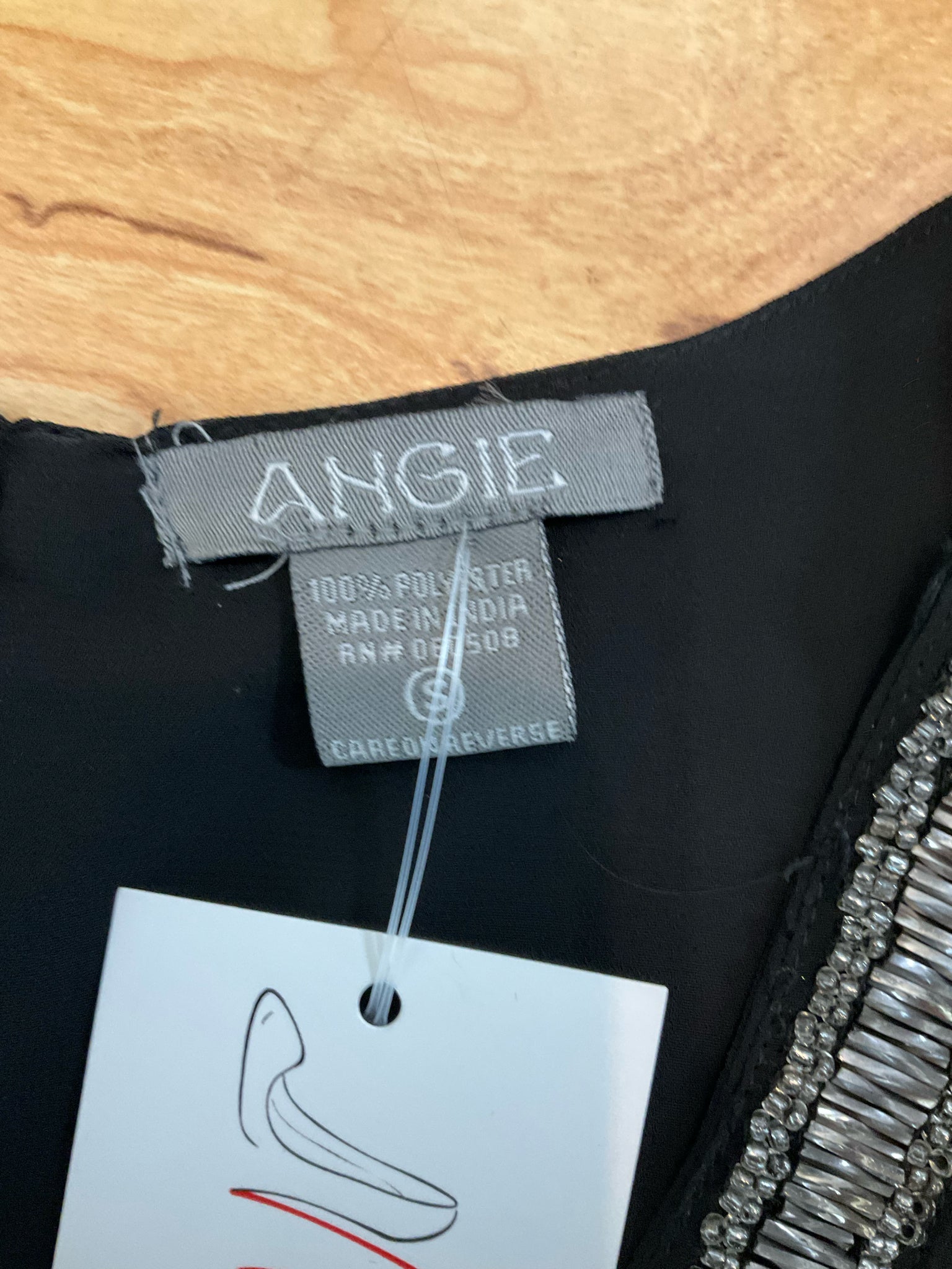 Angie Black Beaded Sleeveless Layered Chiffon Top Size Small