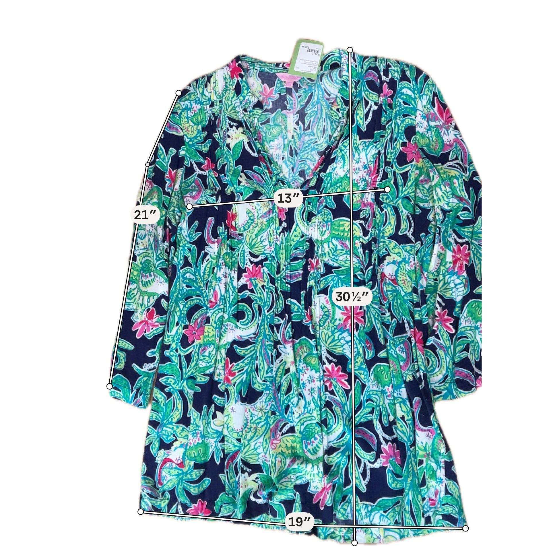 Lilly Pulitzer Size L navy/green/yellow/pink Pre-Owned Ladies Tops