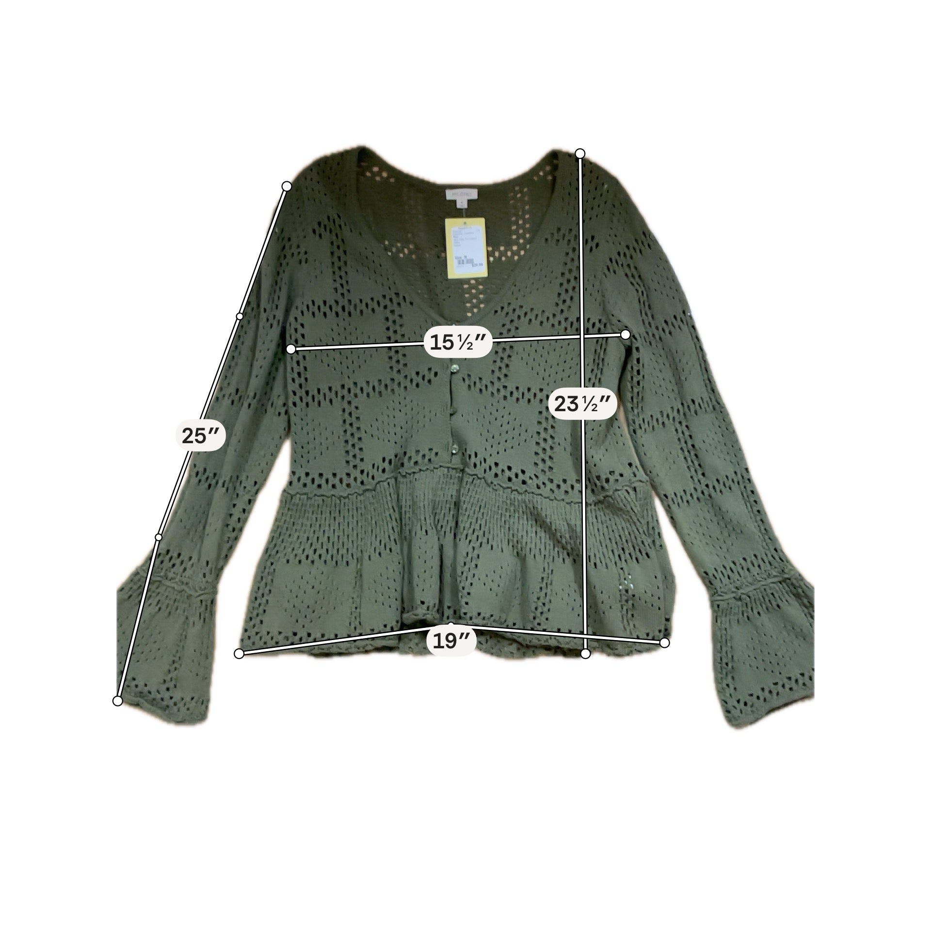 Pilcro and the Letterpress Olive Green Waffle Knit Henley Top Size Medium