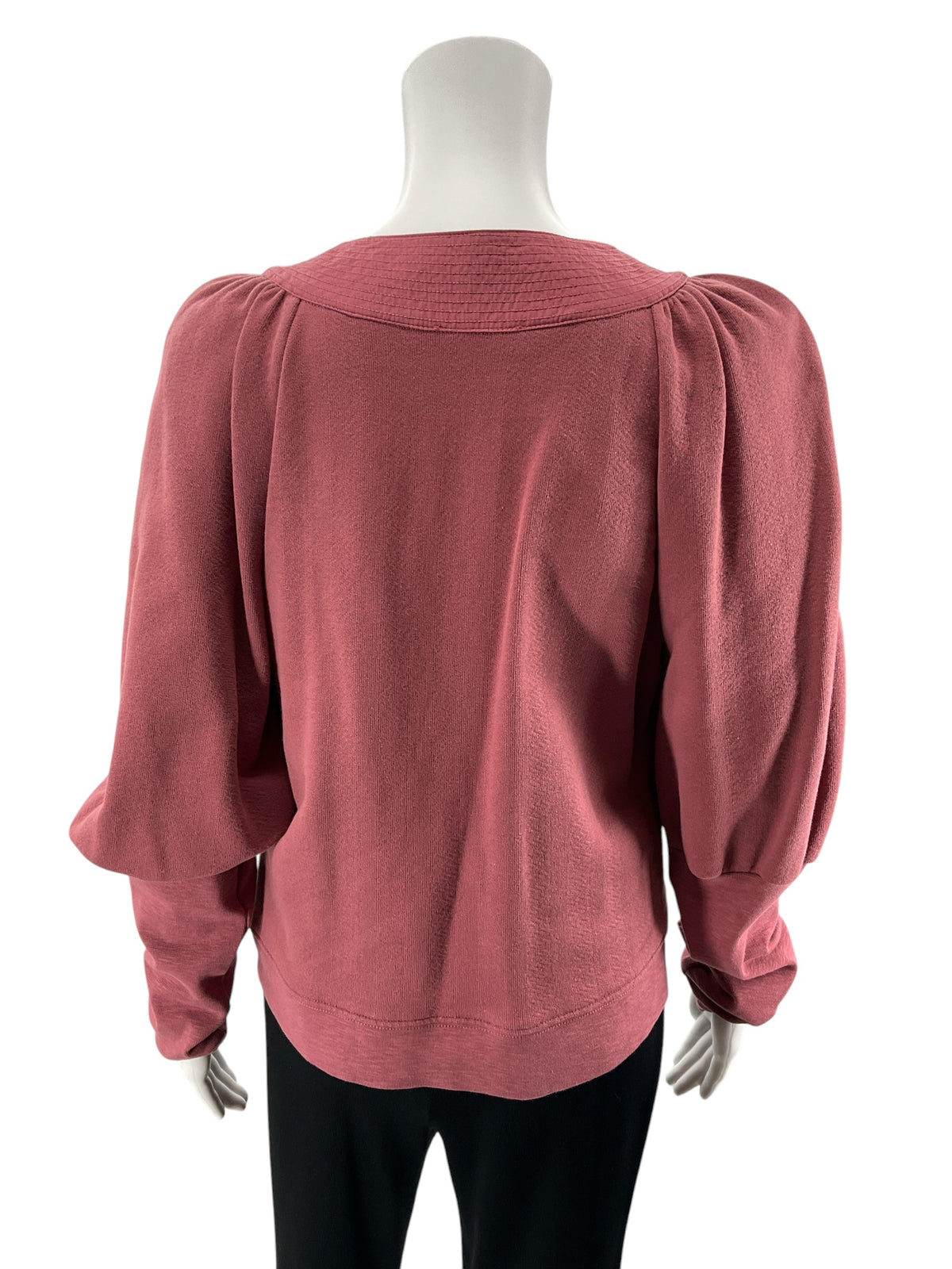 Ulla Johnson Mauve Cotton Puff Sleeve Split Neck Top - Size XL - ONLINE ONLY