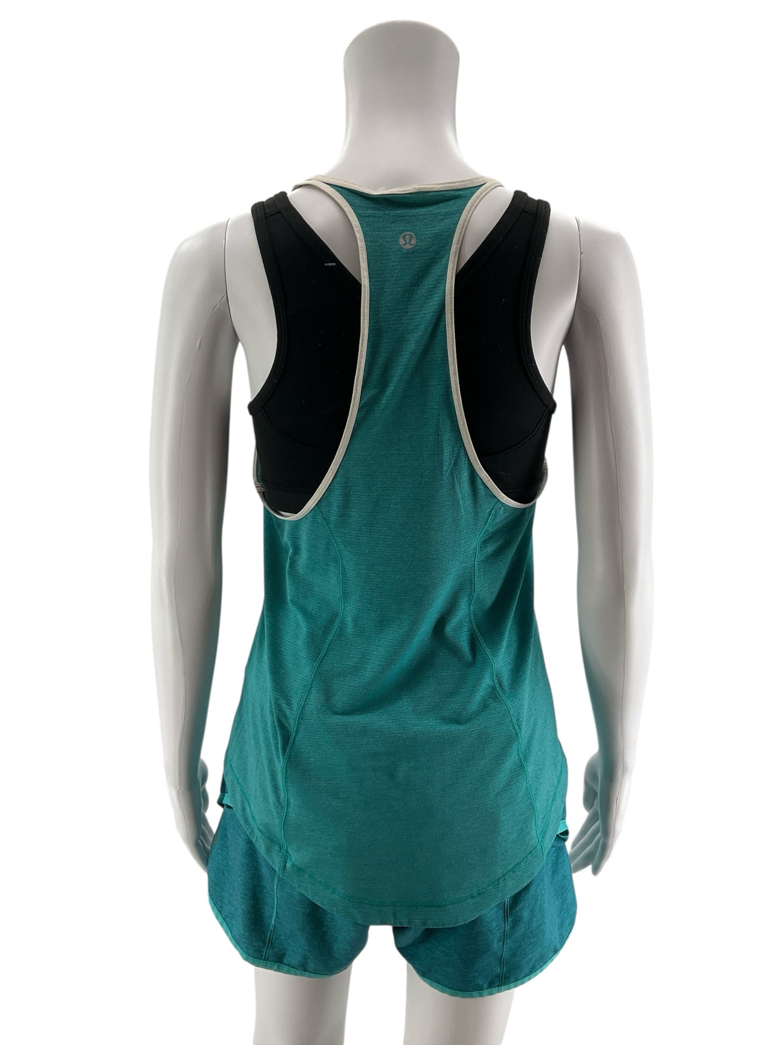 Lululemon Power Y Tank Top Sparkle Teal Built-In Bra Size 6