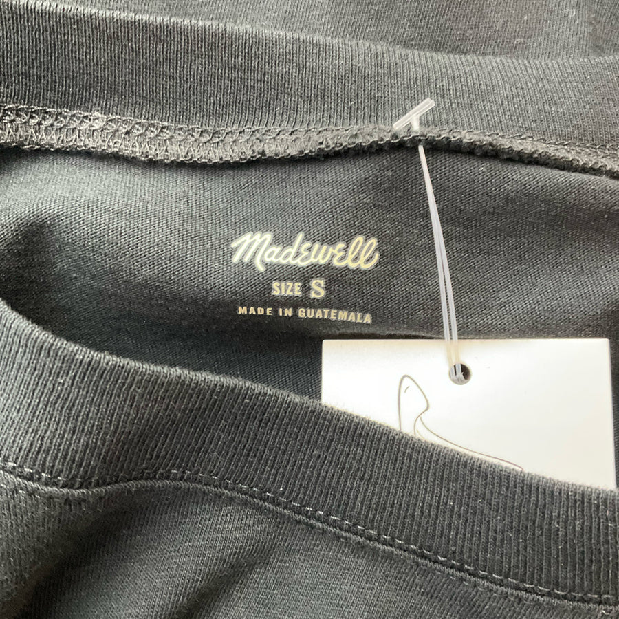 Madewell black solid short sleeve top in size small, showcasing soft fabric and casual style. Excellent pre-owned condition.