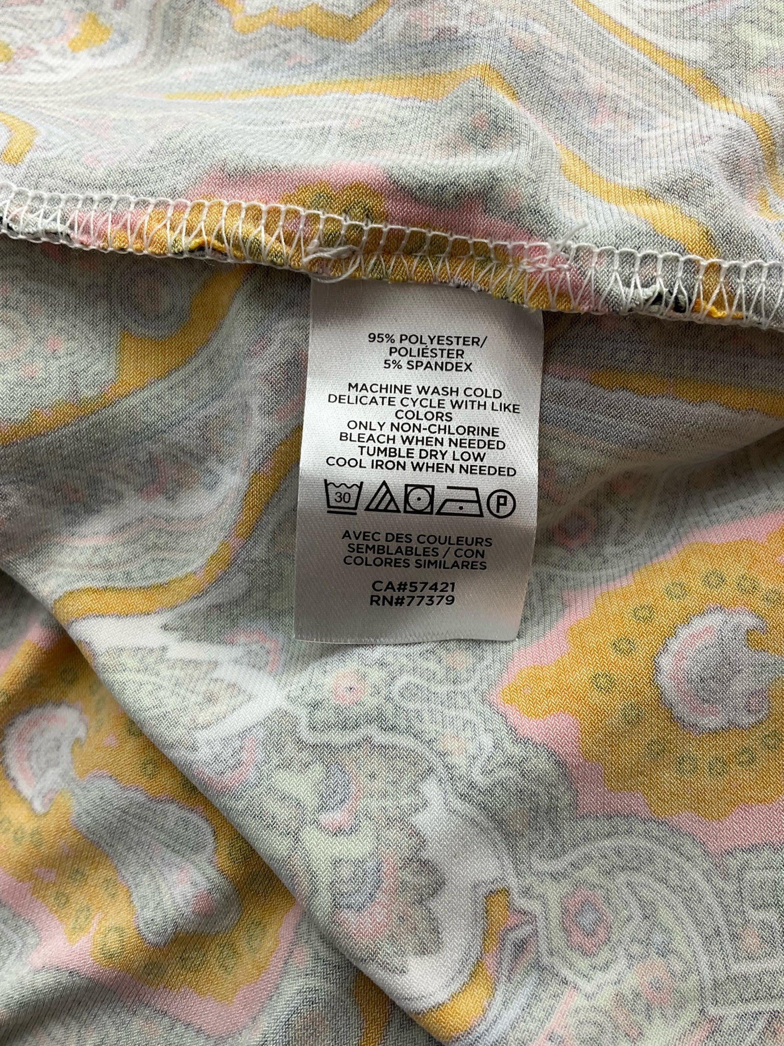 Ann Taylor White, Pink & Yellow Print Top – Women’s Size XL – ONLINE ONLY