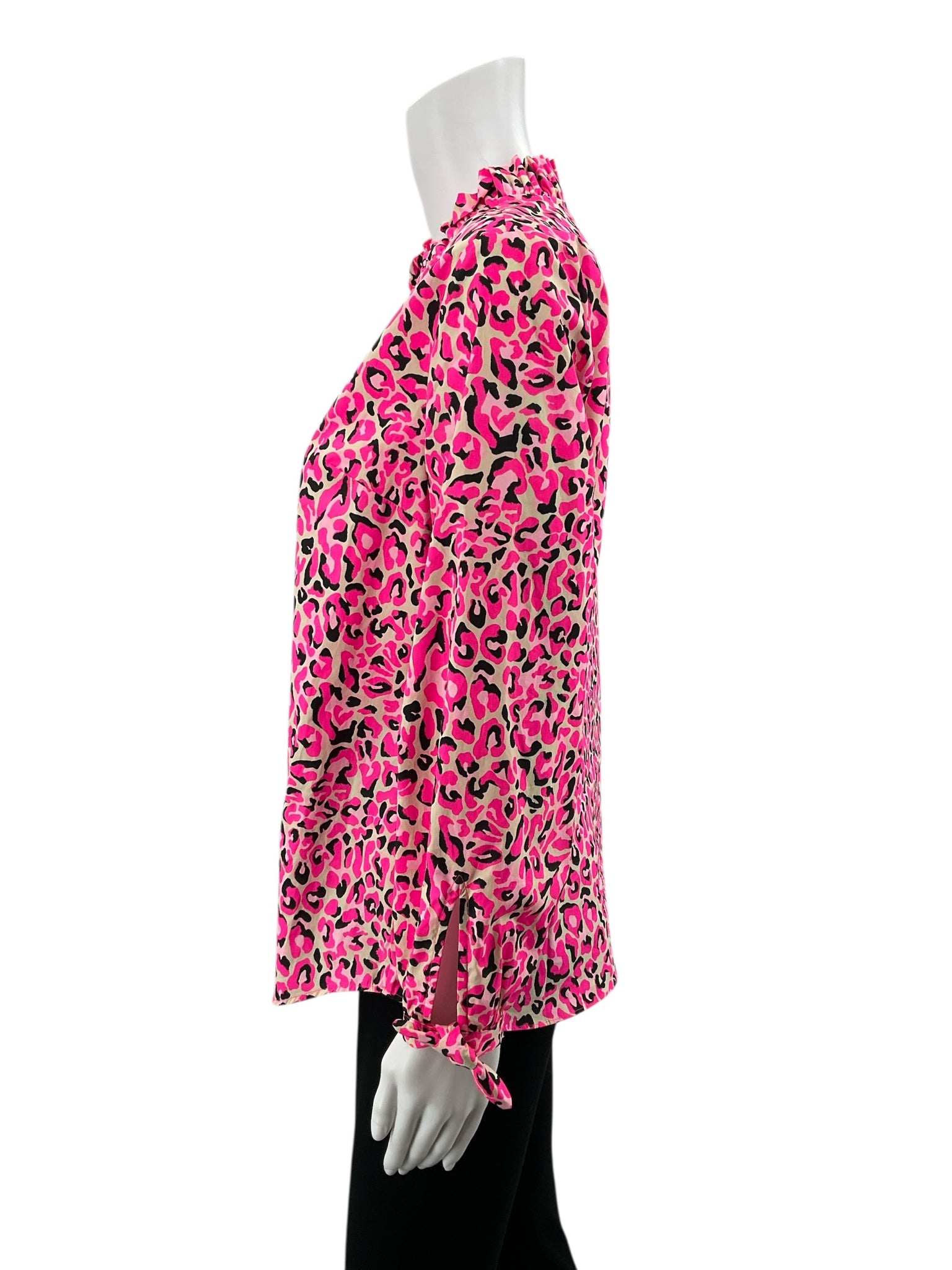 Lilly Pulitzer pink/black Long Sleeve Nevis Top Hotty Pink Big Flirt Animal Print Tunic Size Small - Size S