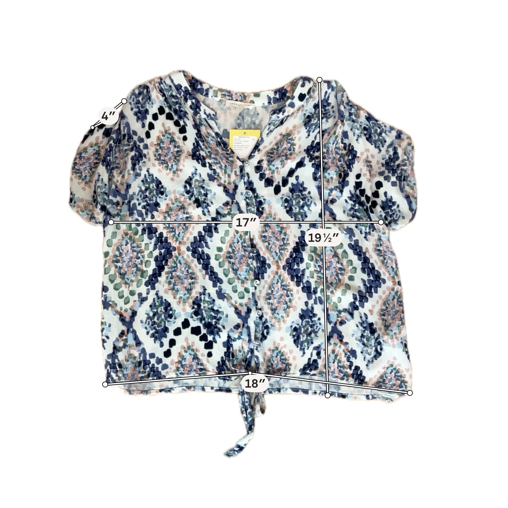 Lovestitch Boho Ikat Print Tie Front Top Blouse Medium Petite