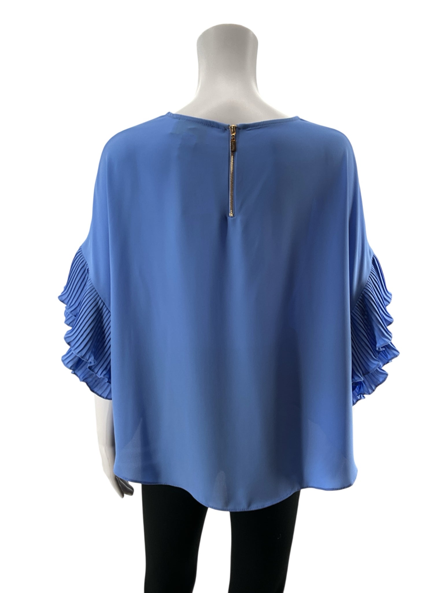 Joseph Ribkoff Periwinkle Blue Tiered Flutter Sleeve Blouse Size 8