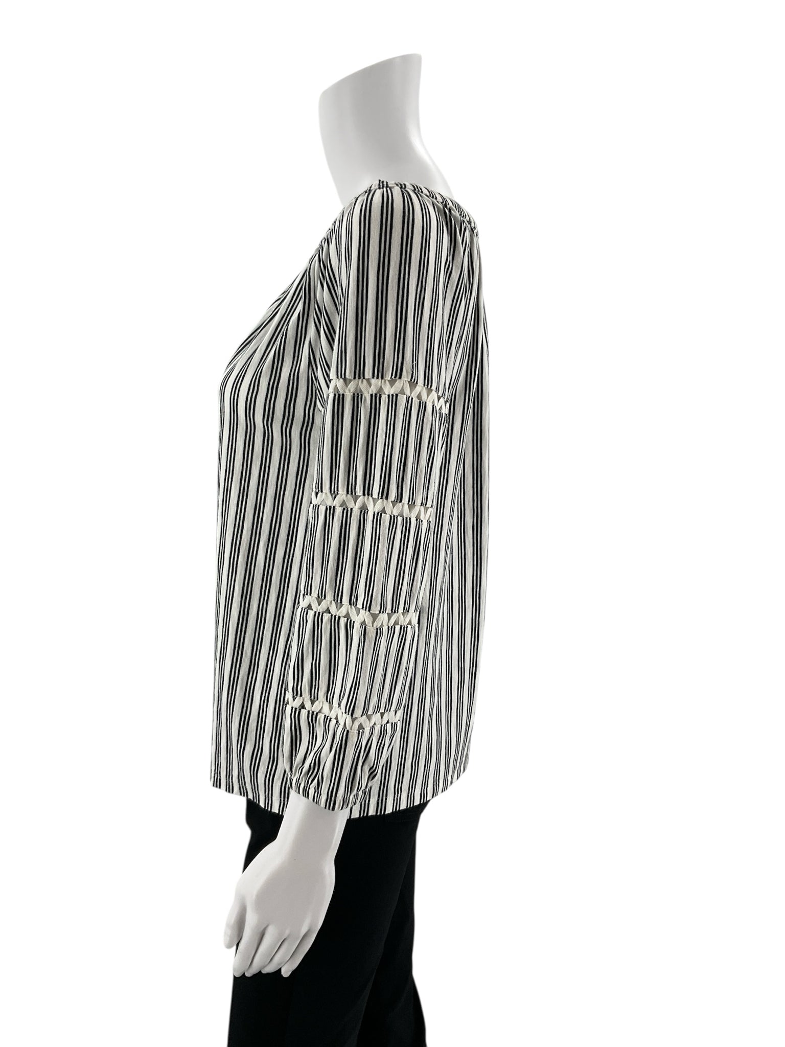 Talbots White/Black Stripe Pre-Owned Ladies Top - Size XS