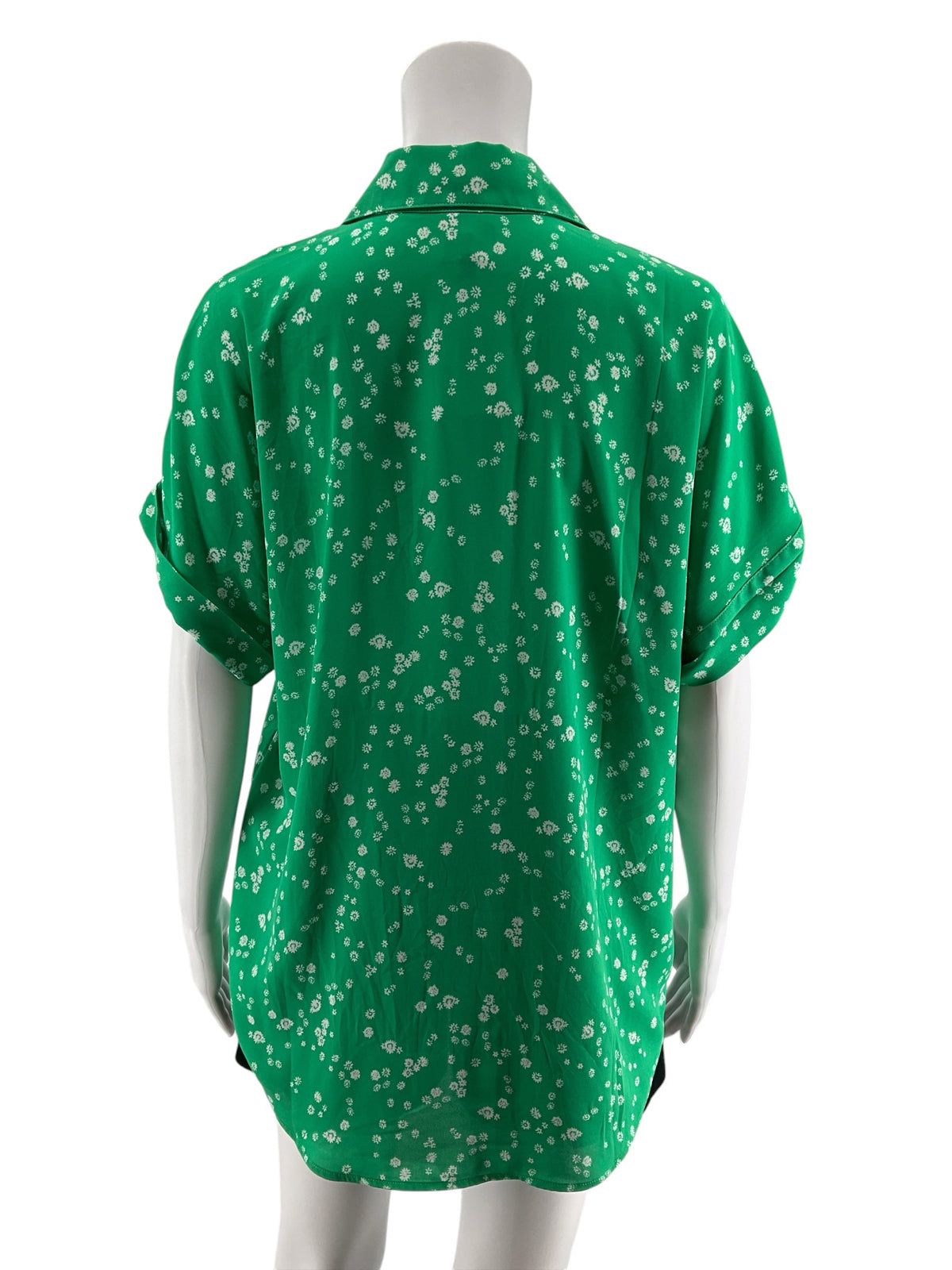 cabi Poppy Top Green White Floral Short Sleeve Blouse Size S Style 6082