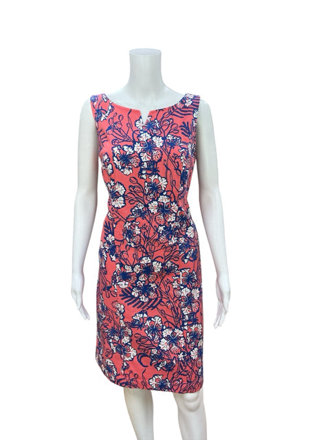 Talbots Coral/Blue Floral Pre-Owned Ladies Dress - Size 6