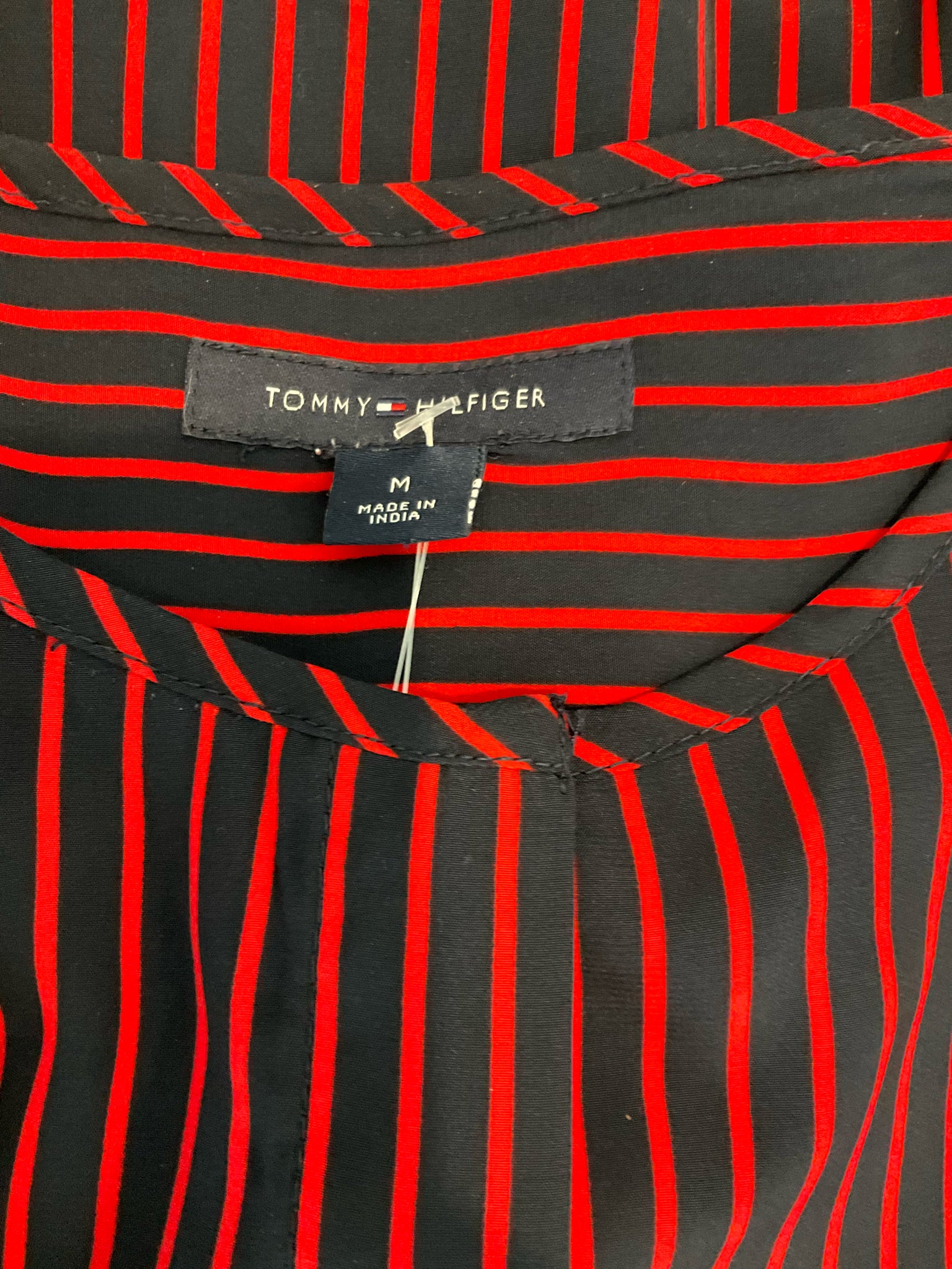 Tommy Hilfiger Navy/red Sleeveless Navy & Red Striped Sleeveless Peplum Tunic Top Size Medium - Size M