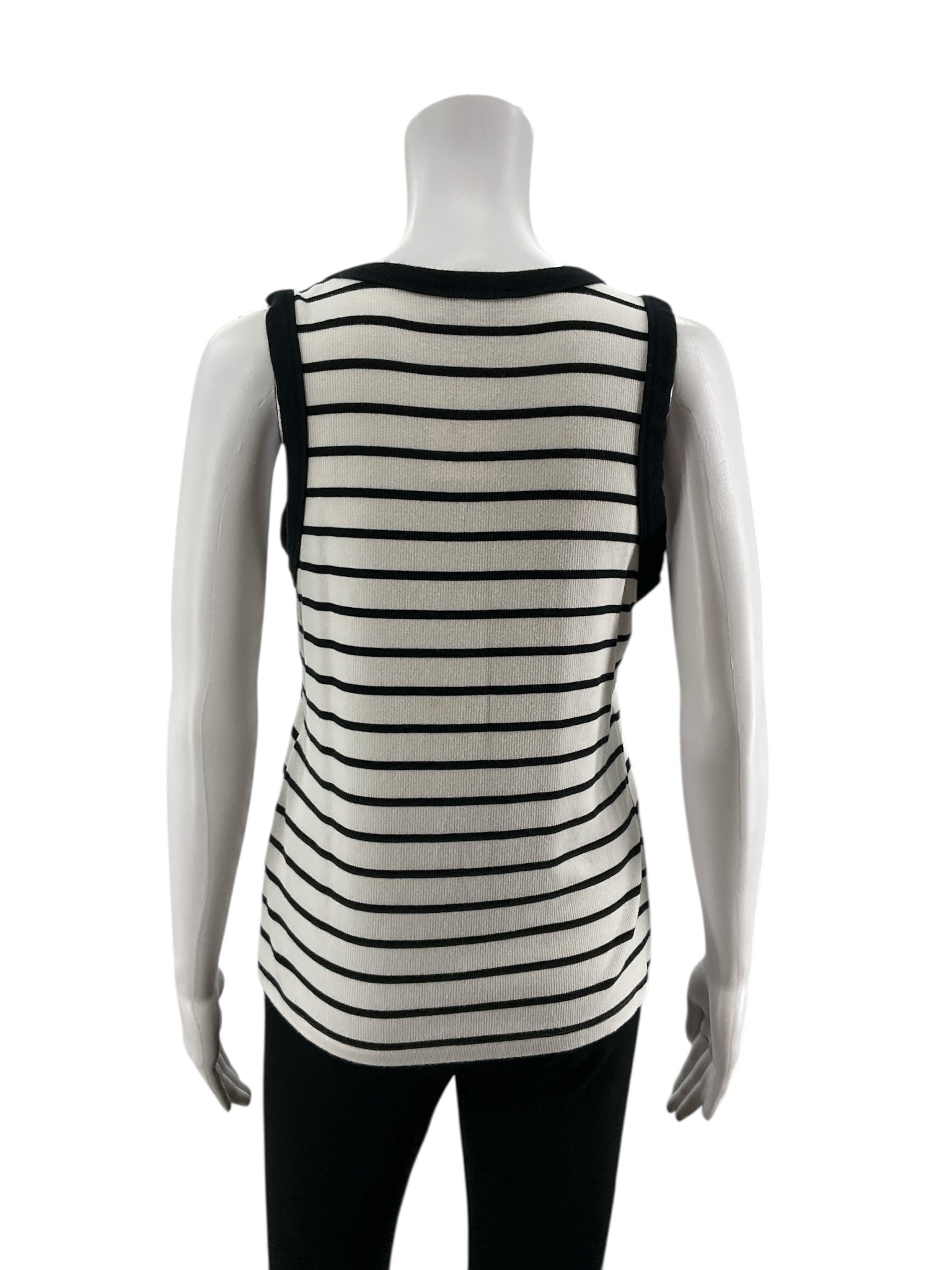 Evereve black/white Sleeveless Eliana Black & White Striped Sleeveless Tank Top Size Medium - Size M