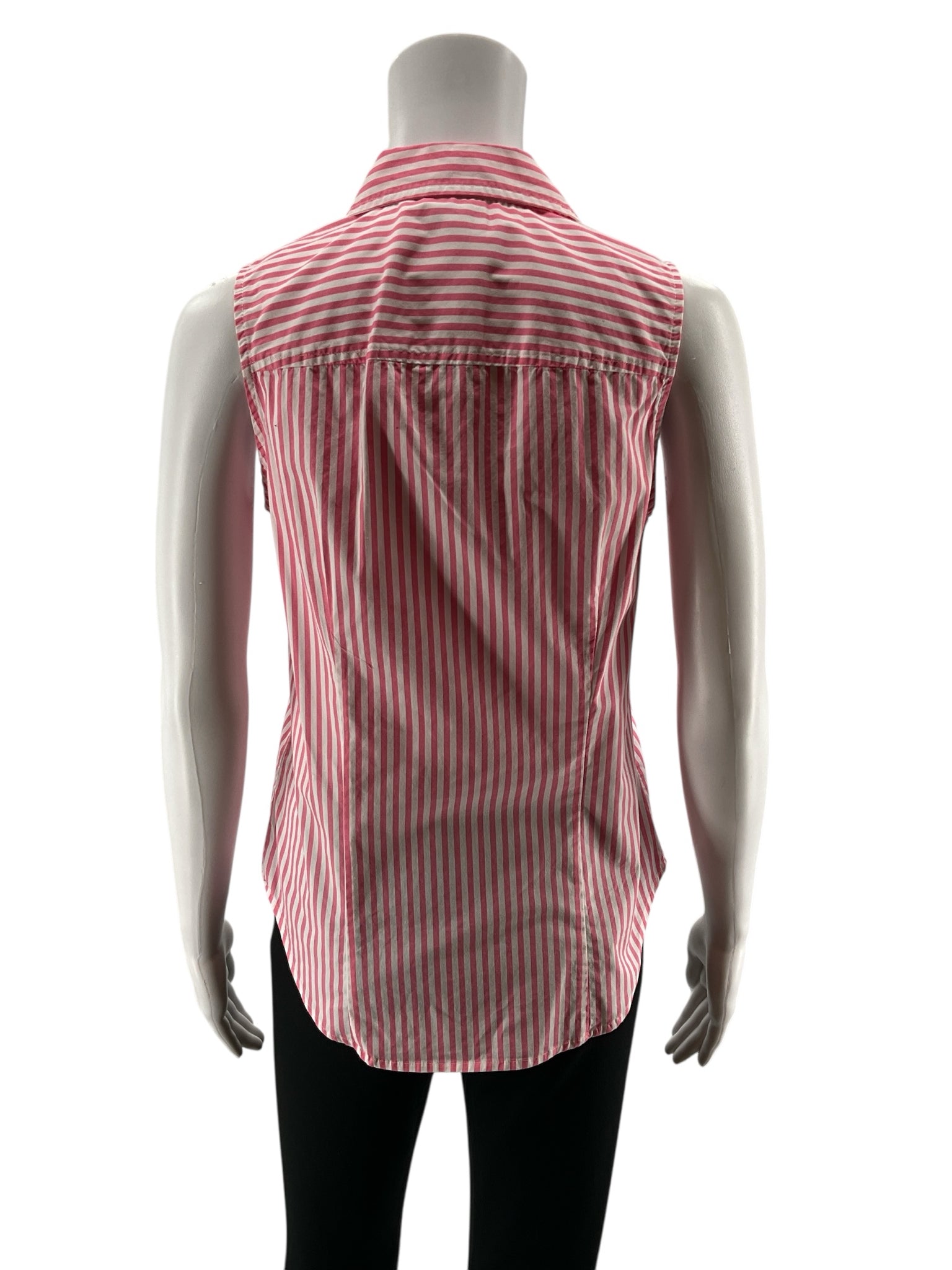 J. Crew Striped Sleeveless Button-Down Top Pink White XS