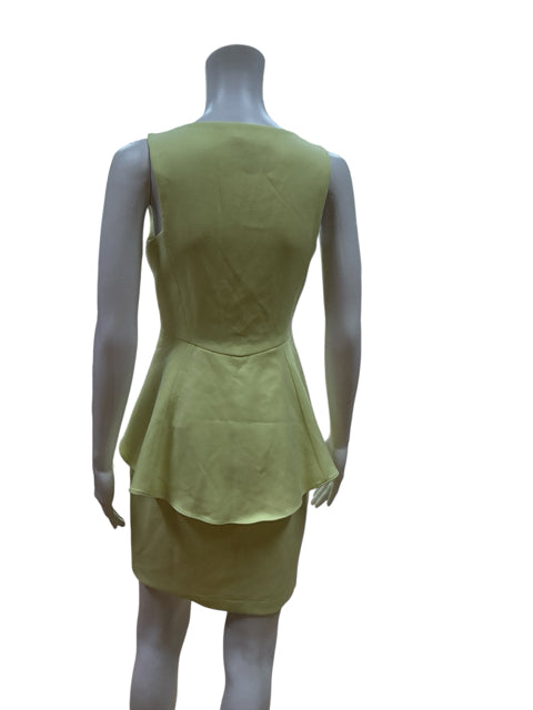 BCBGMAXAZRIA Leona V-Neck Peplum Sheath Dress Yellow Citrine Size 4