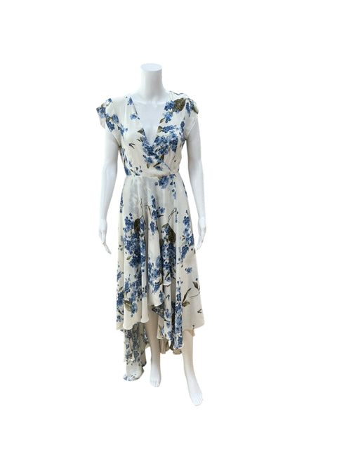 Lulus French Countryside Blue Floral High-Low Maxi Dress | Size Medium - ONLINE ONLY