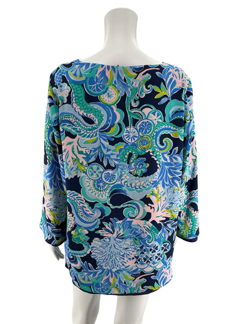 Lilly Pulitzer Tamiami Reversible Top Sink Or Swim Floral Blouse Size Large - ONLINE ONLY