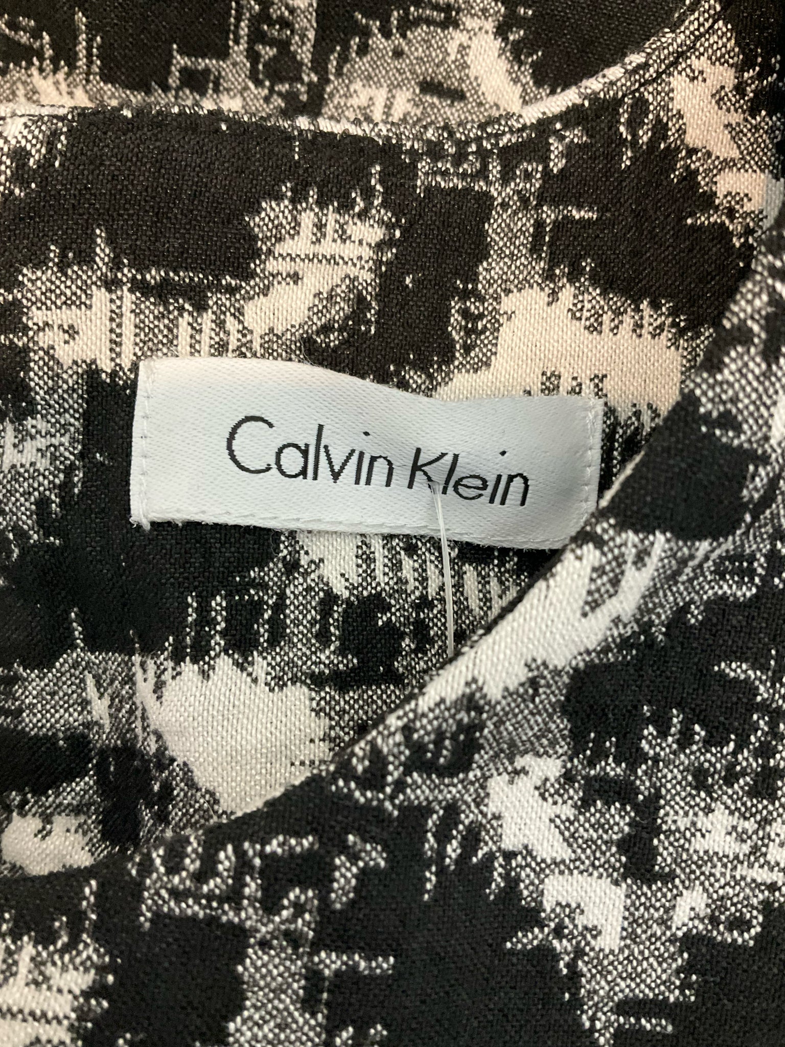 Calvin Klein Black & White Abstract Jacquard Sheath Dress Size 4