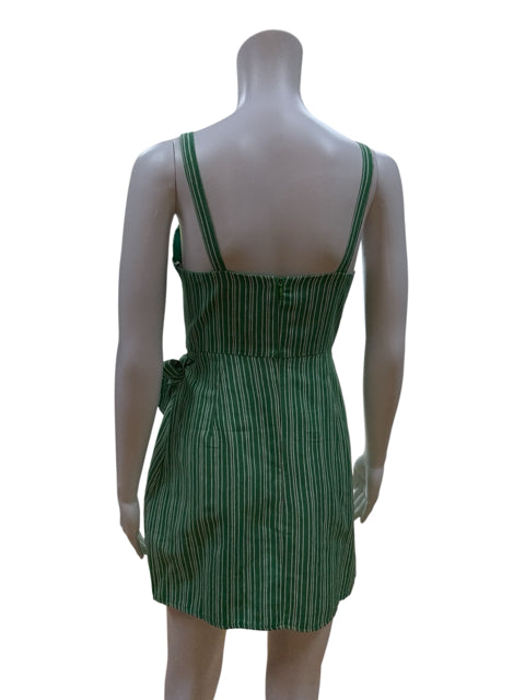 Lulus Green/White Mini Sunny Souvenirs Green & White Stripe Tie-Front Mini Dress Size Small - Size S