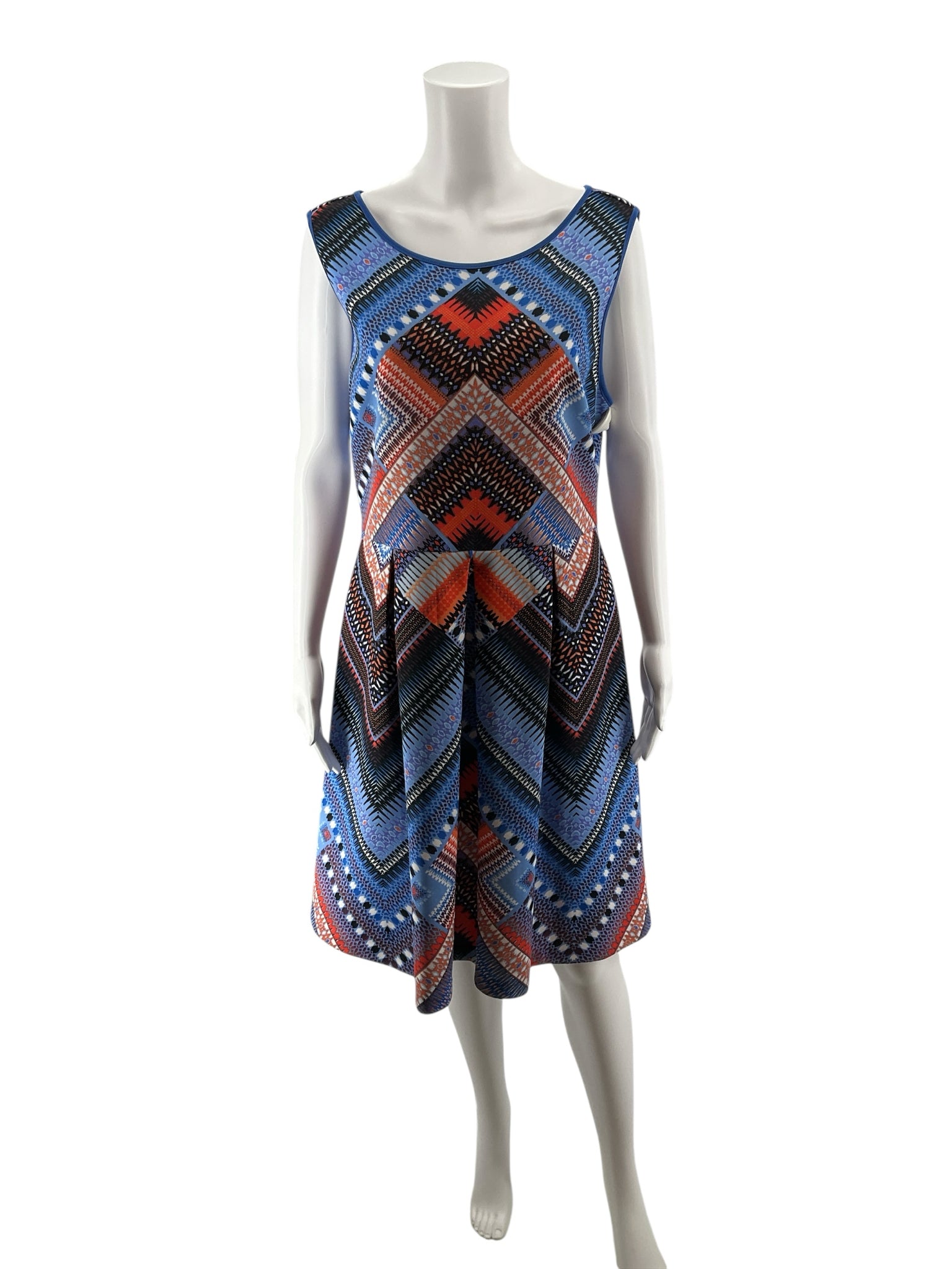 Liz Claiborne Geometric Chevron Print A-Line Sleeveless Dress Size 12
