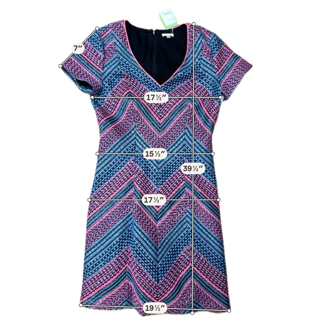 Hutchinson Chevron V-Neck Textured Knit Sheath Dress Size 12