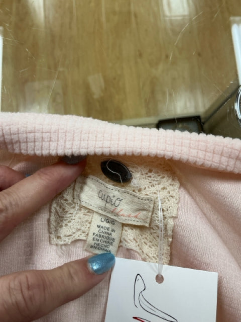 Cupio Pink Solid Pre-Owned Ladies Top - Size Large - Margaret’s Fine Consignment