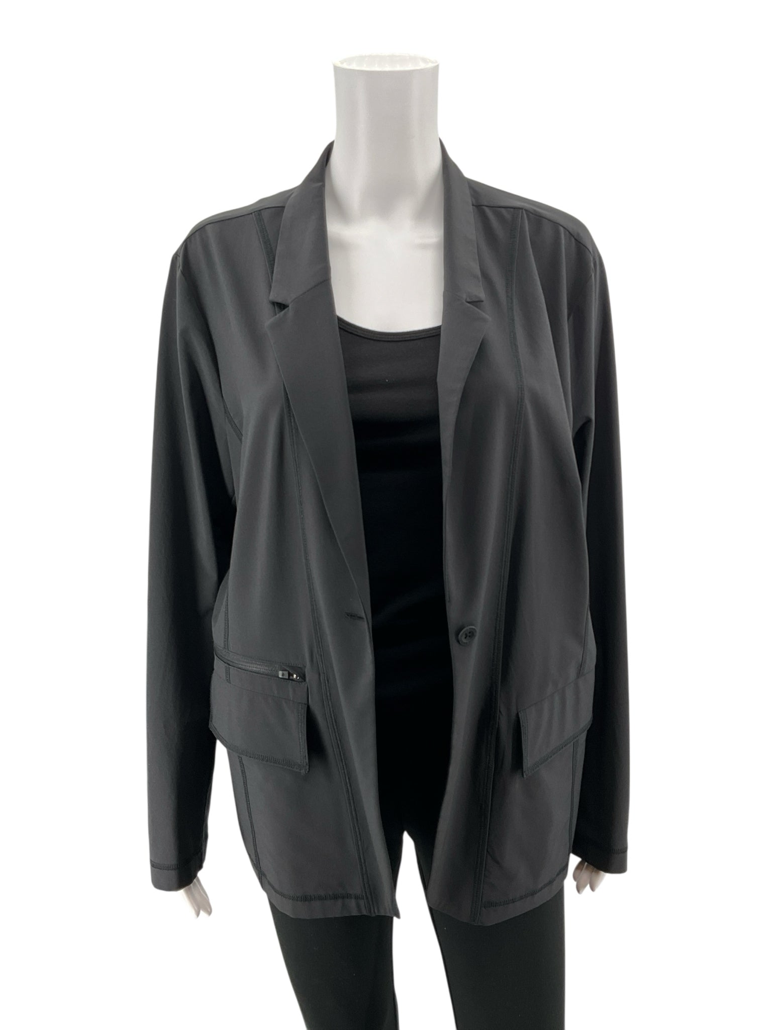 Eddie Bauer Performance Stretch Travel Blazer Jacket Black Womens Size 20